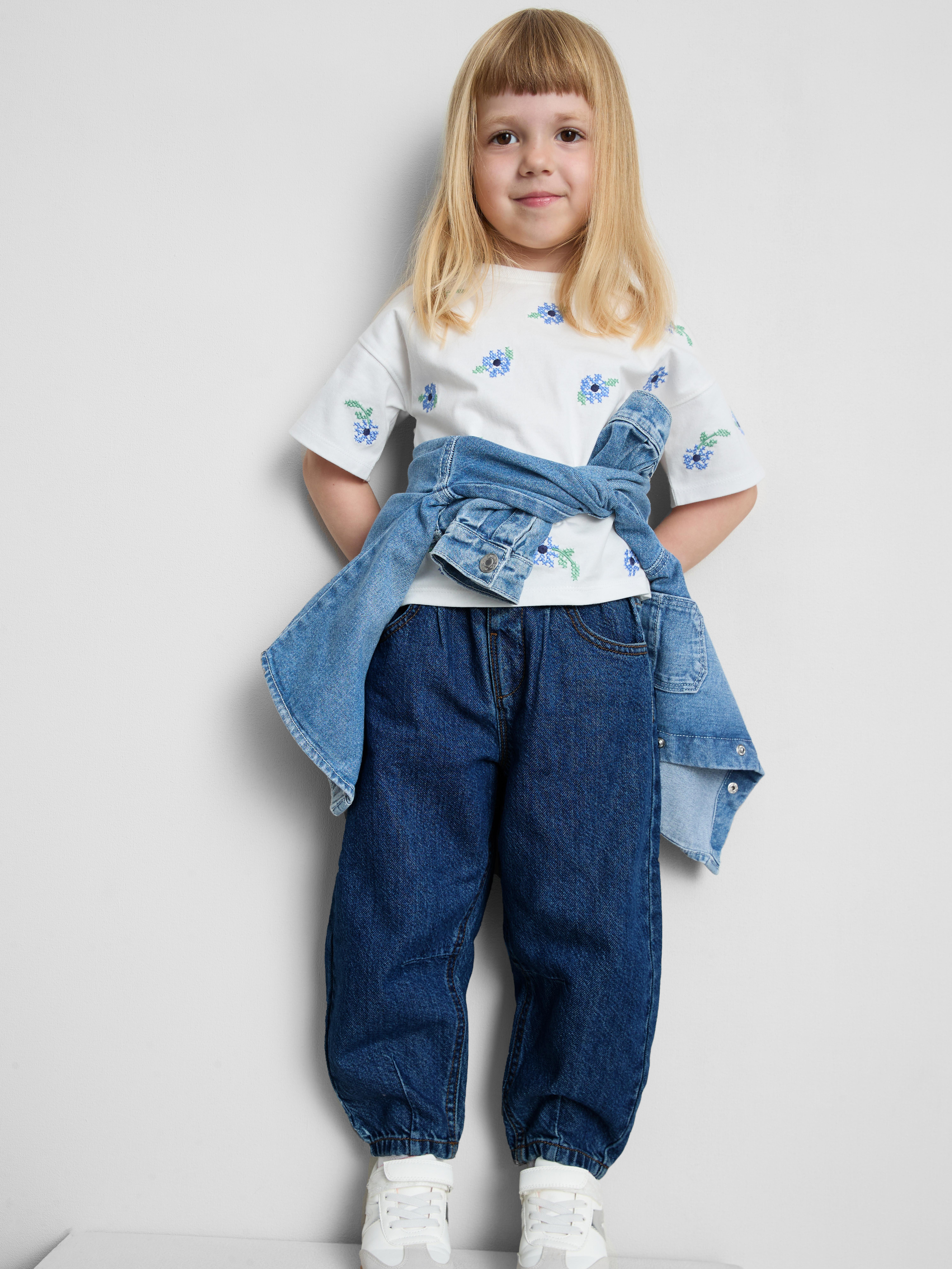 1–9 Jahre | Barrel-Jeans aus reiner Baumwolle mit Paperbag-Bund