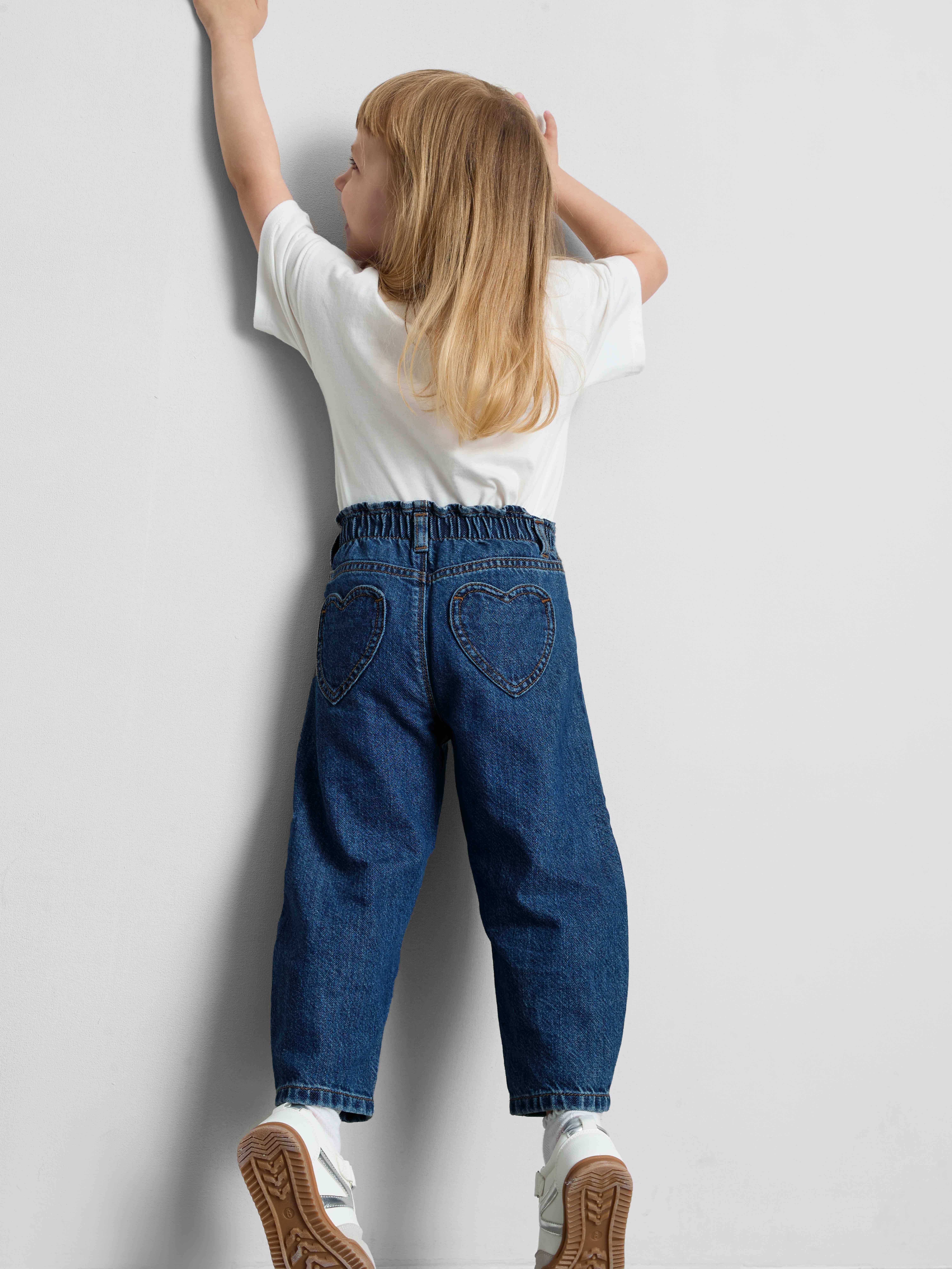 1–9 Jahre | Barrel-Jeans aus reiner Baumwolle mit Paperbag-Bund