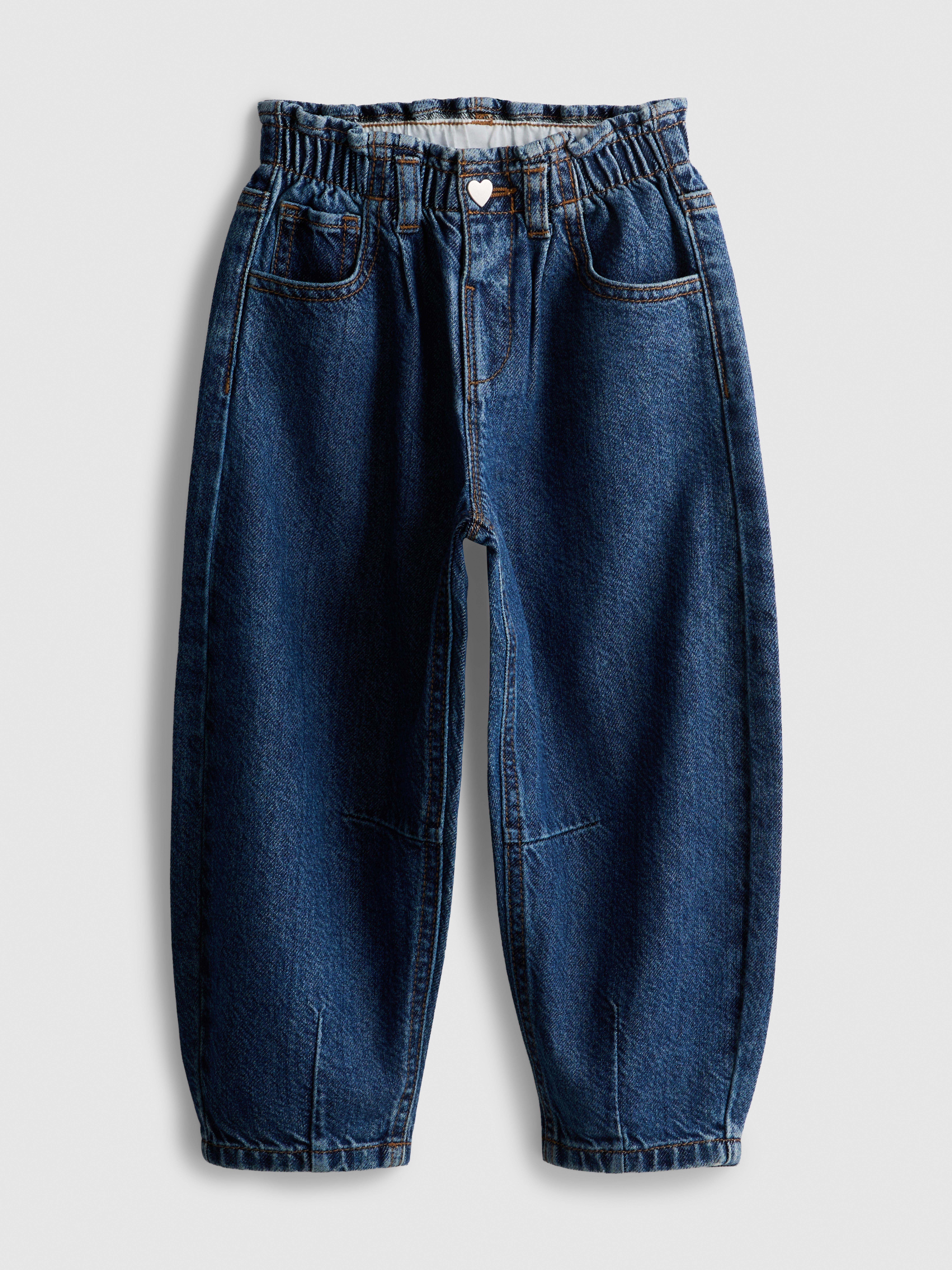 1–9 Jahre | Barrel-Jeans aus reiner Baumwolle mit Paperbag-Bund