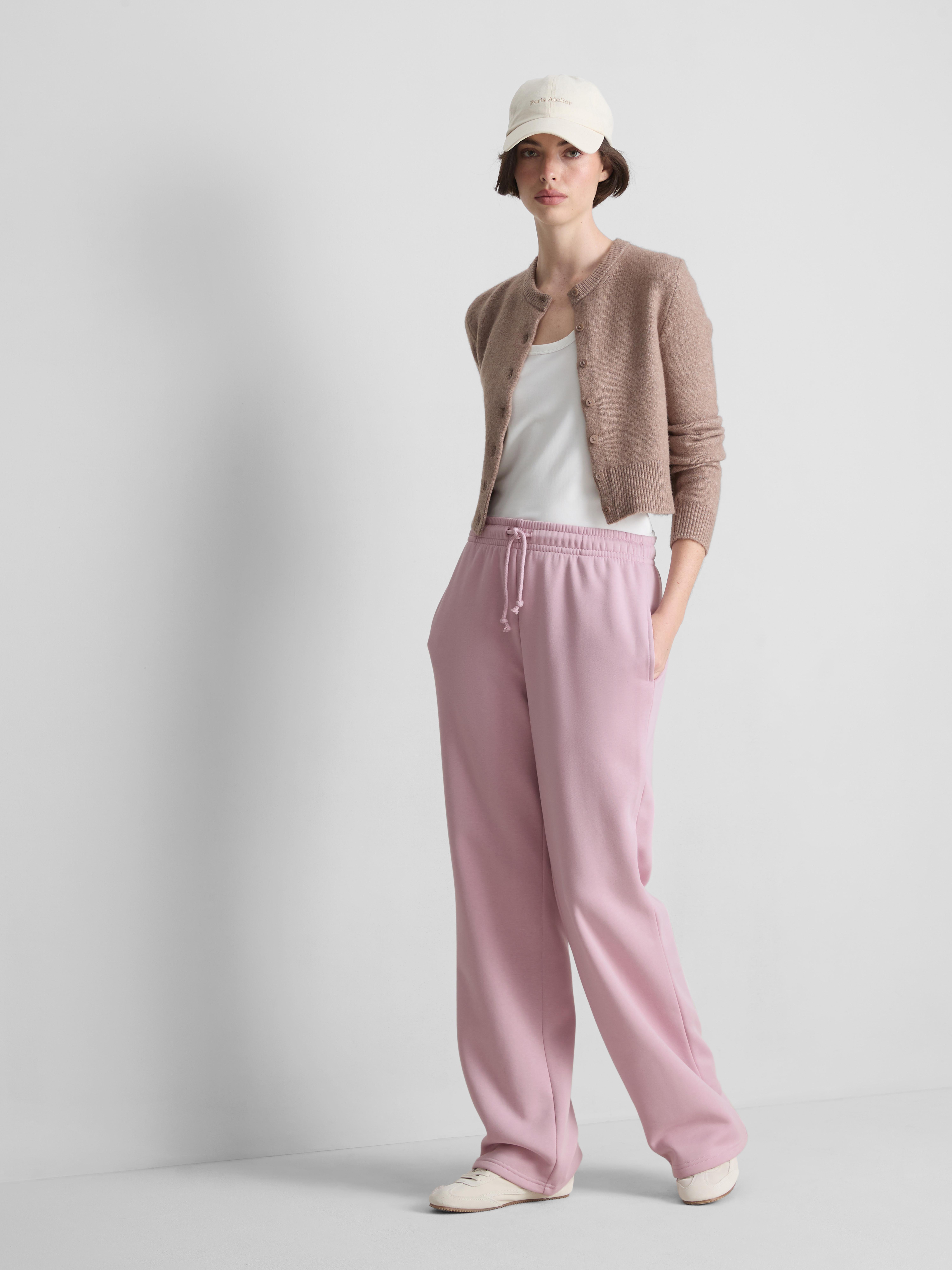 Cotton Blend Straight Leg Joggers Light Pink