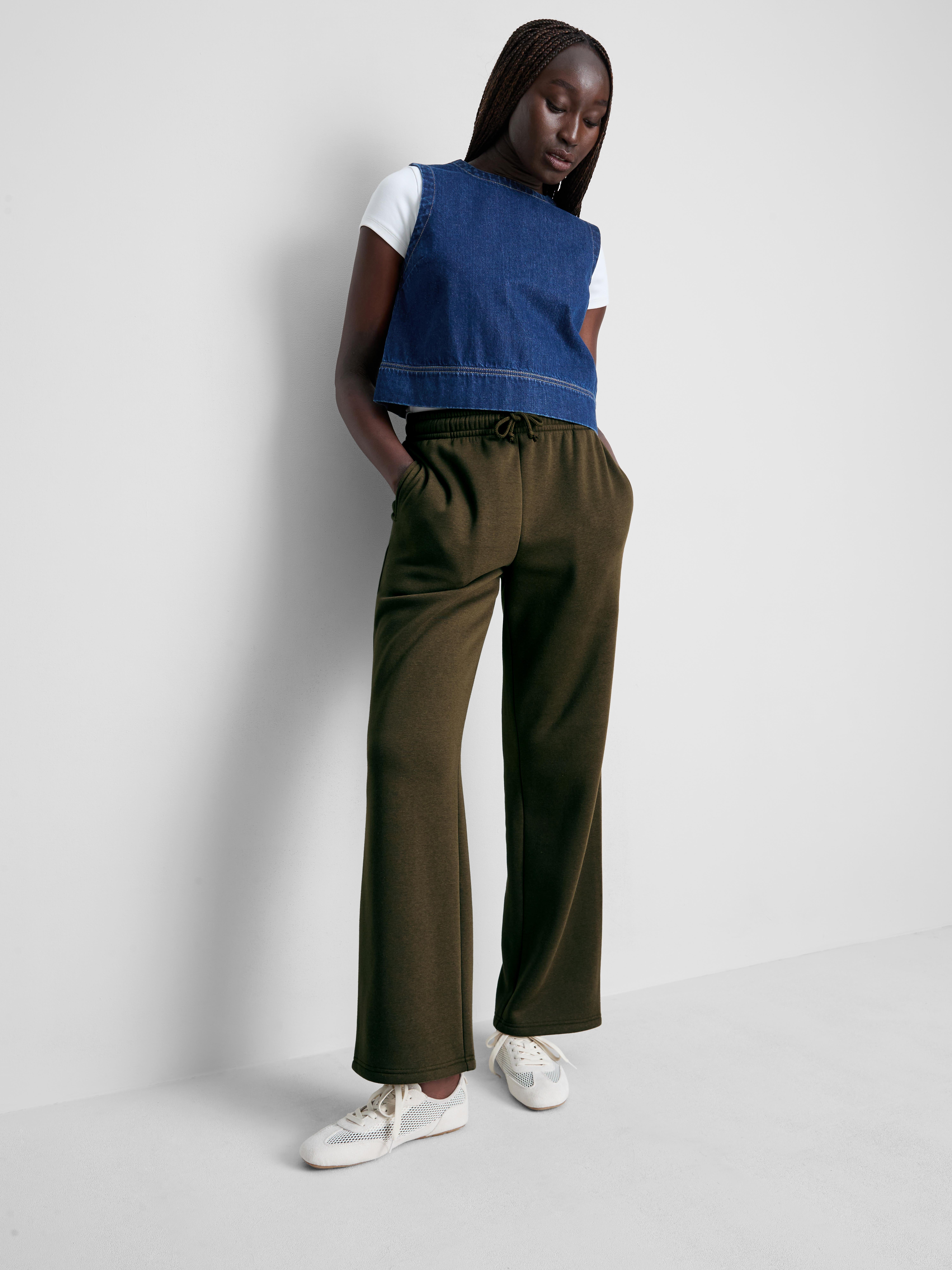 Cotton Blend Straight Leg Joggers Khaki