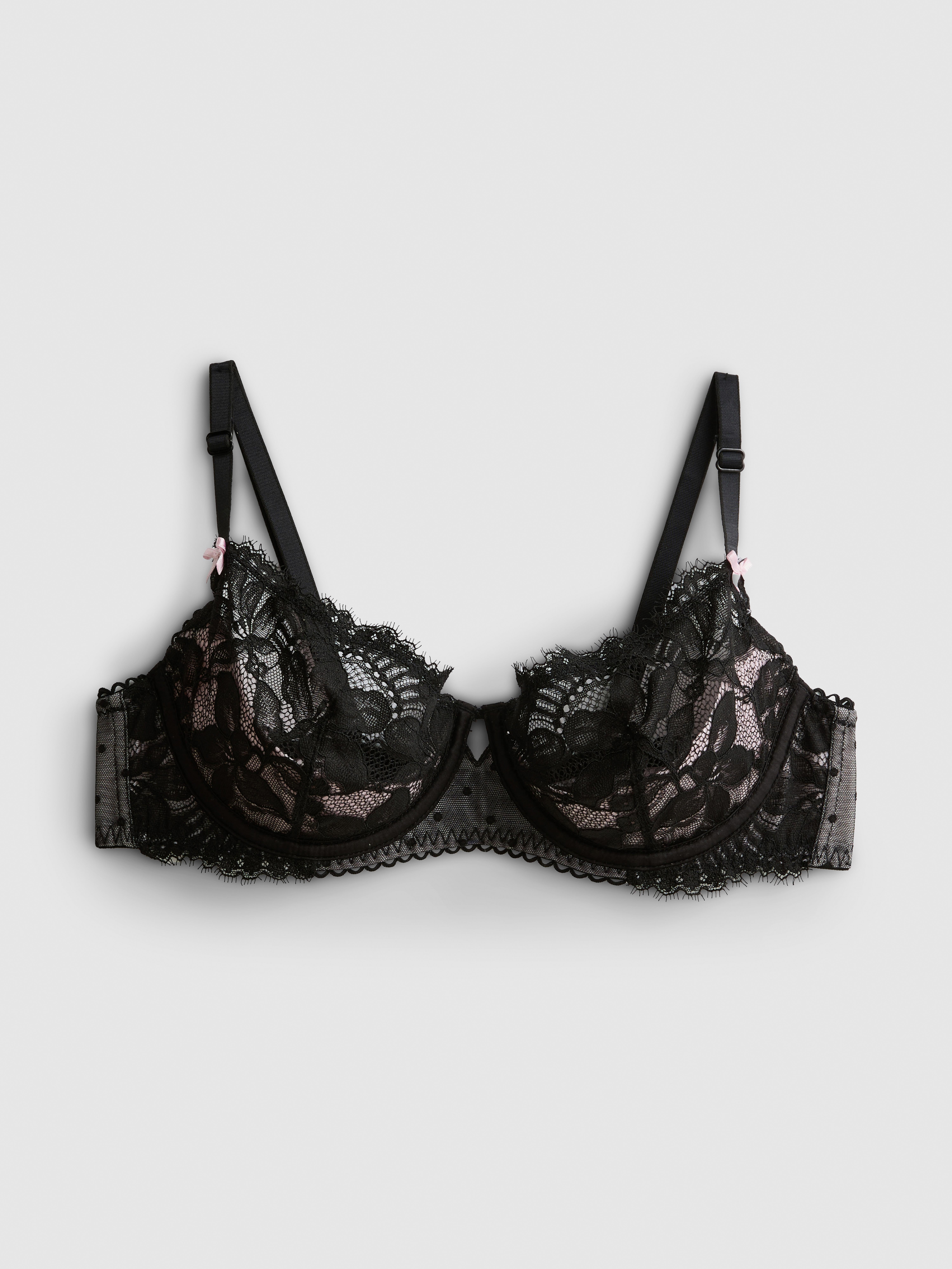 A-D Underwired Floral Lace Balcony Bra