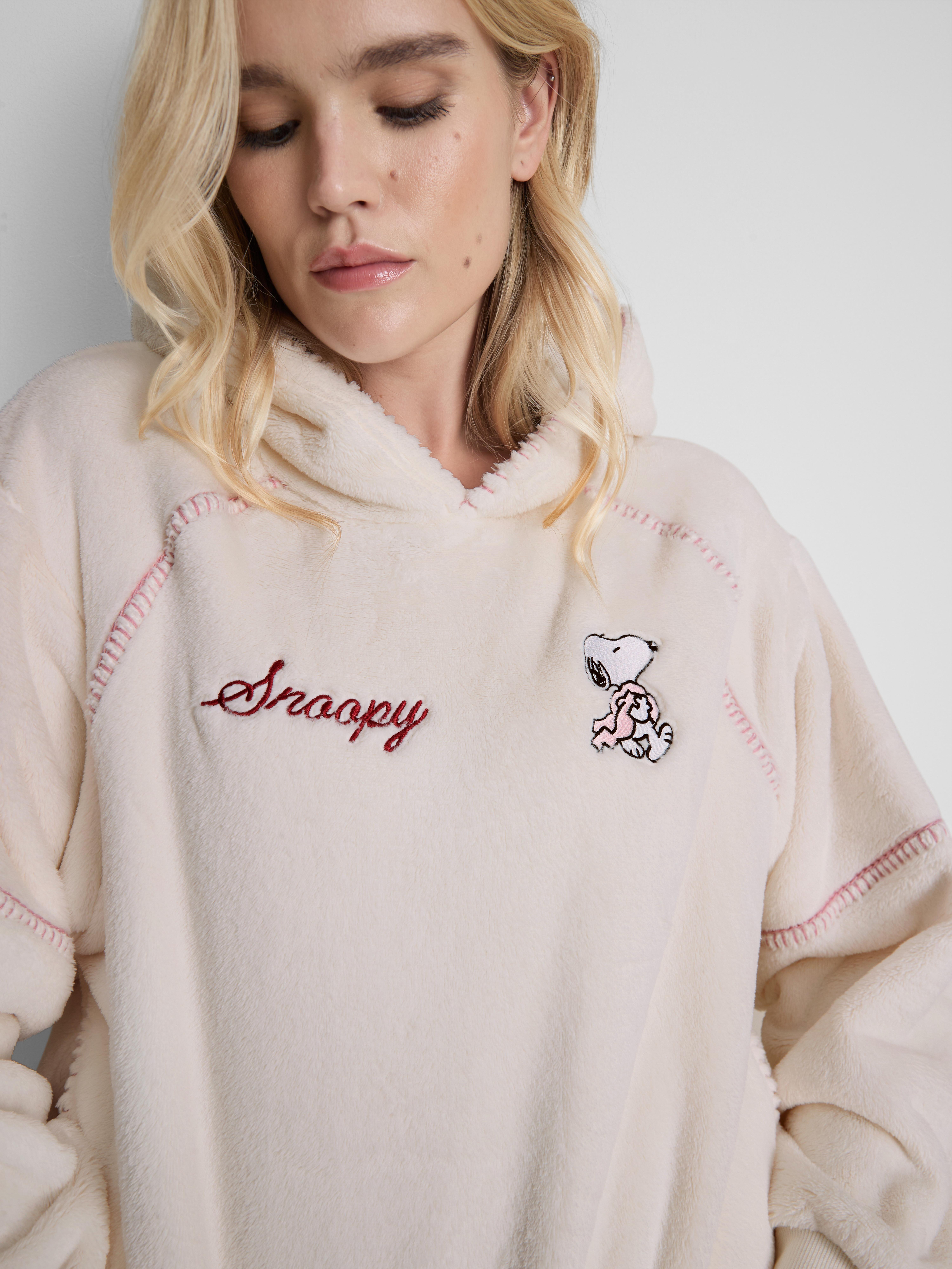 Camisola capuz pelúcia gráfico Snoopy