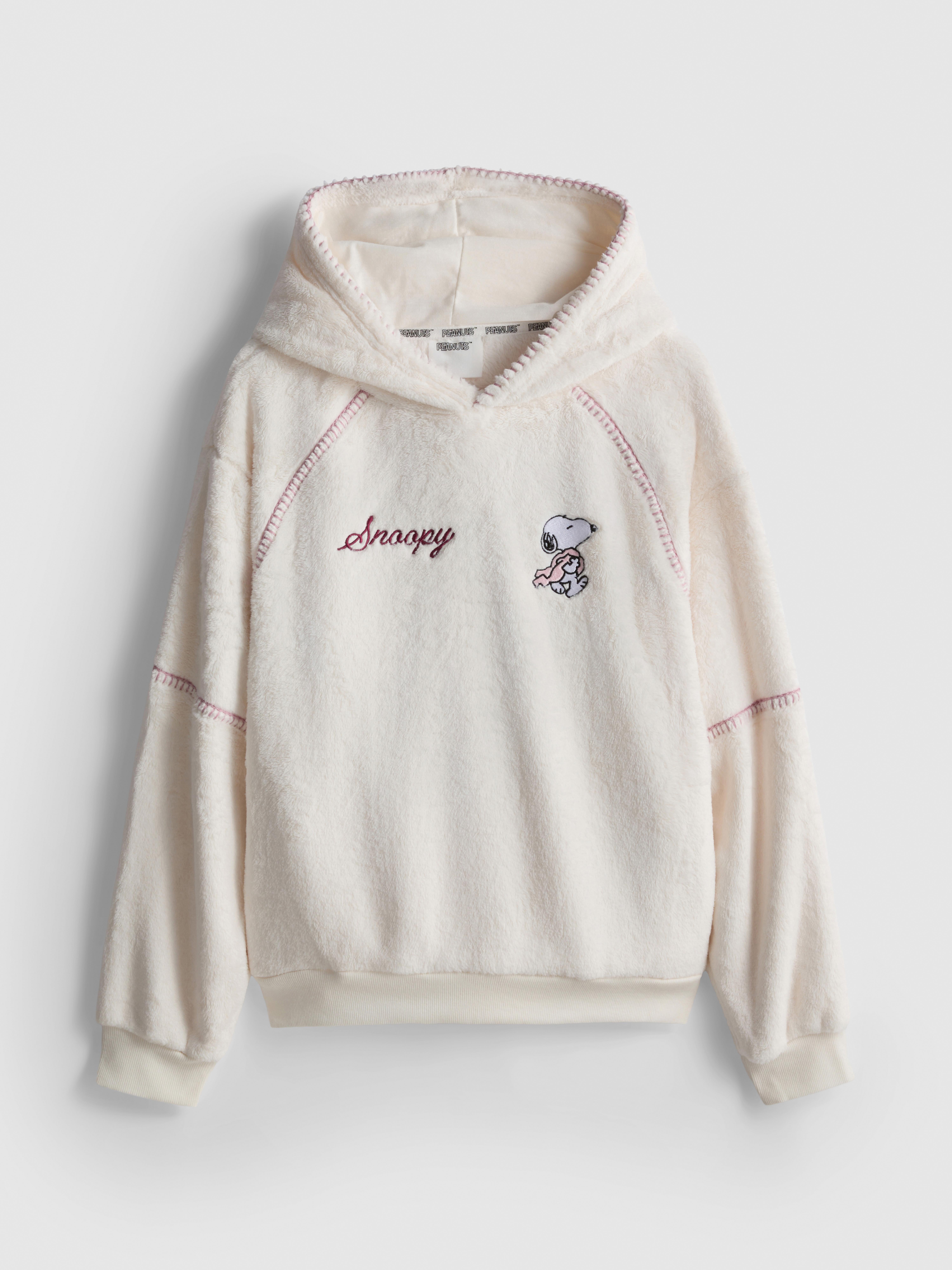 Camisola capuz pelúcia gráfico Snoopy