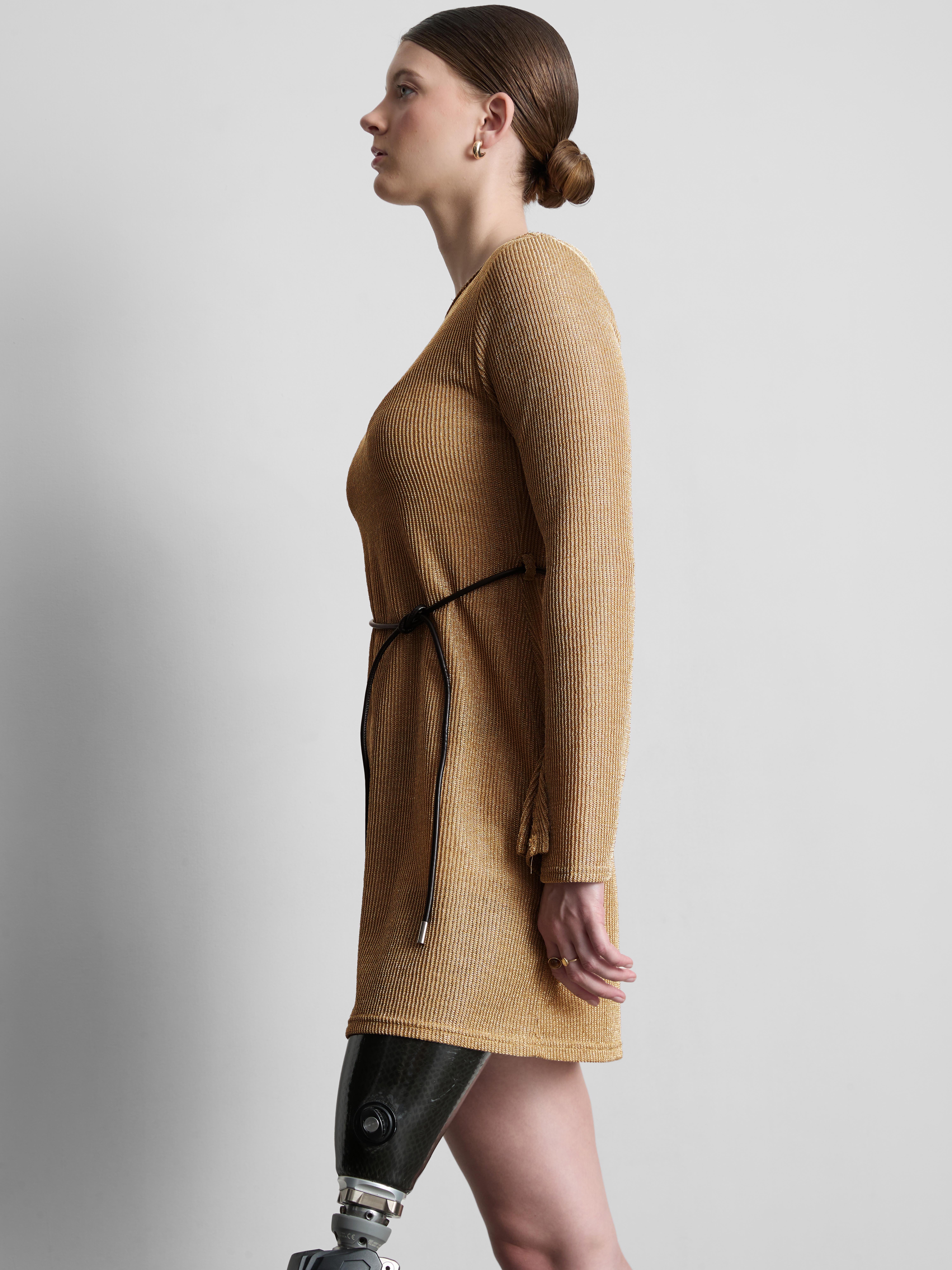 primark gold dress Womens Gold Knitted A-Line Mini Dress