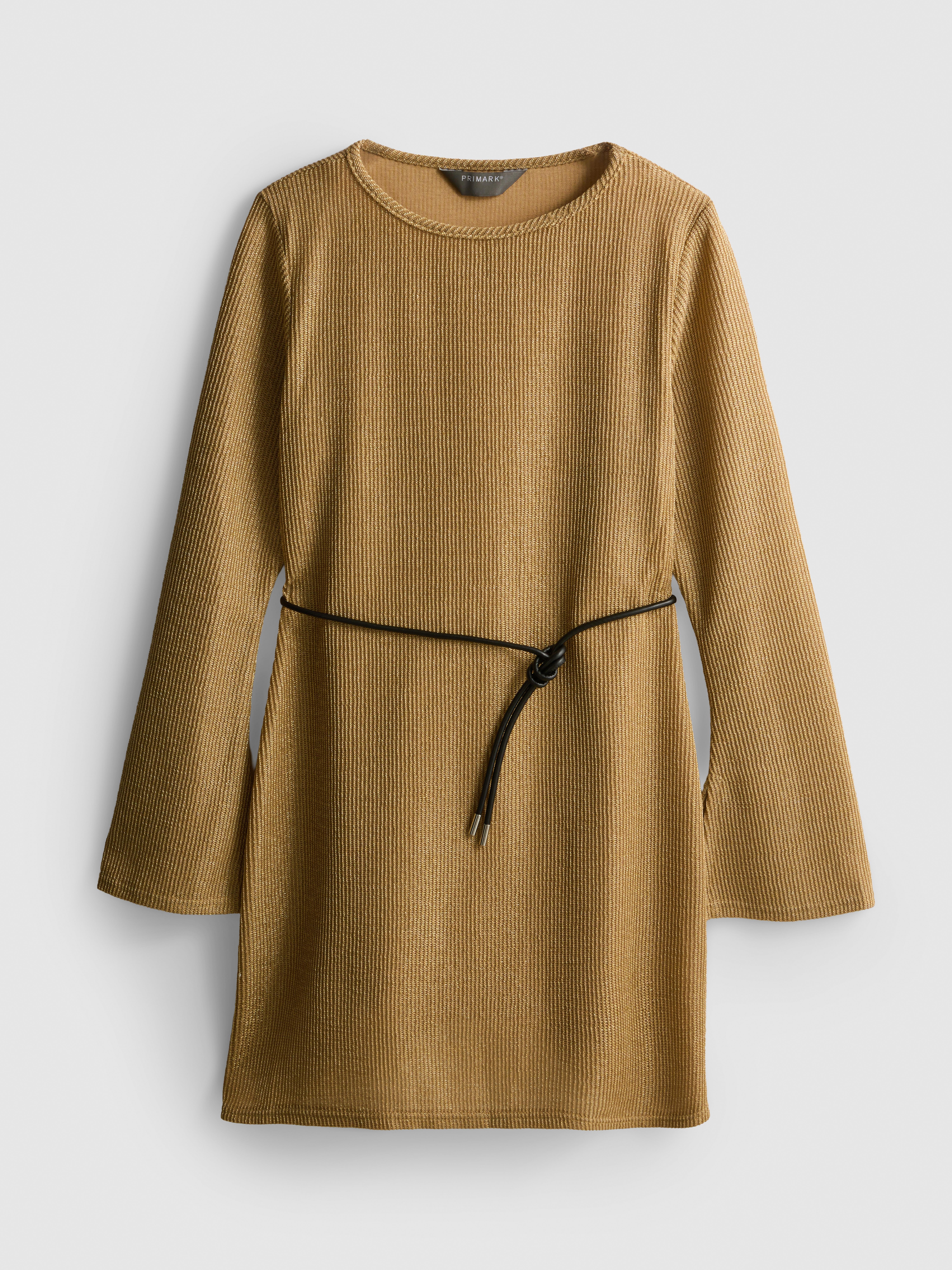 primark gold dress Womens Gold Knitted A-Line Mini Dress