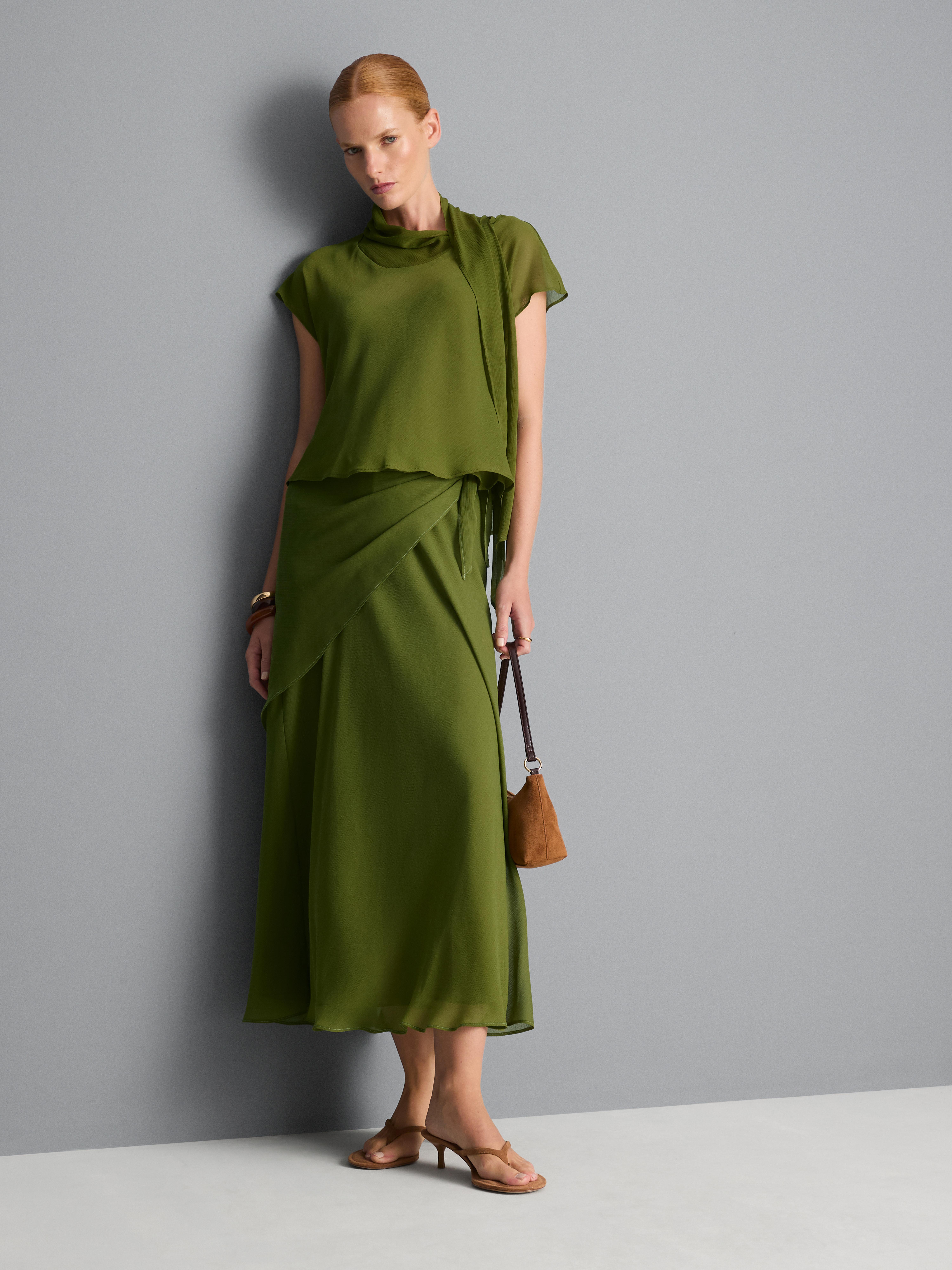Short Sleeve Tie Neck Blouse