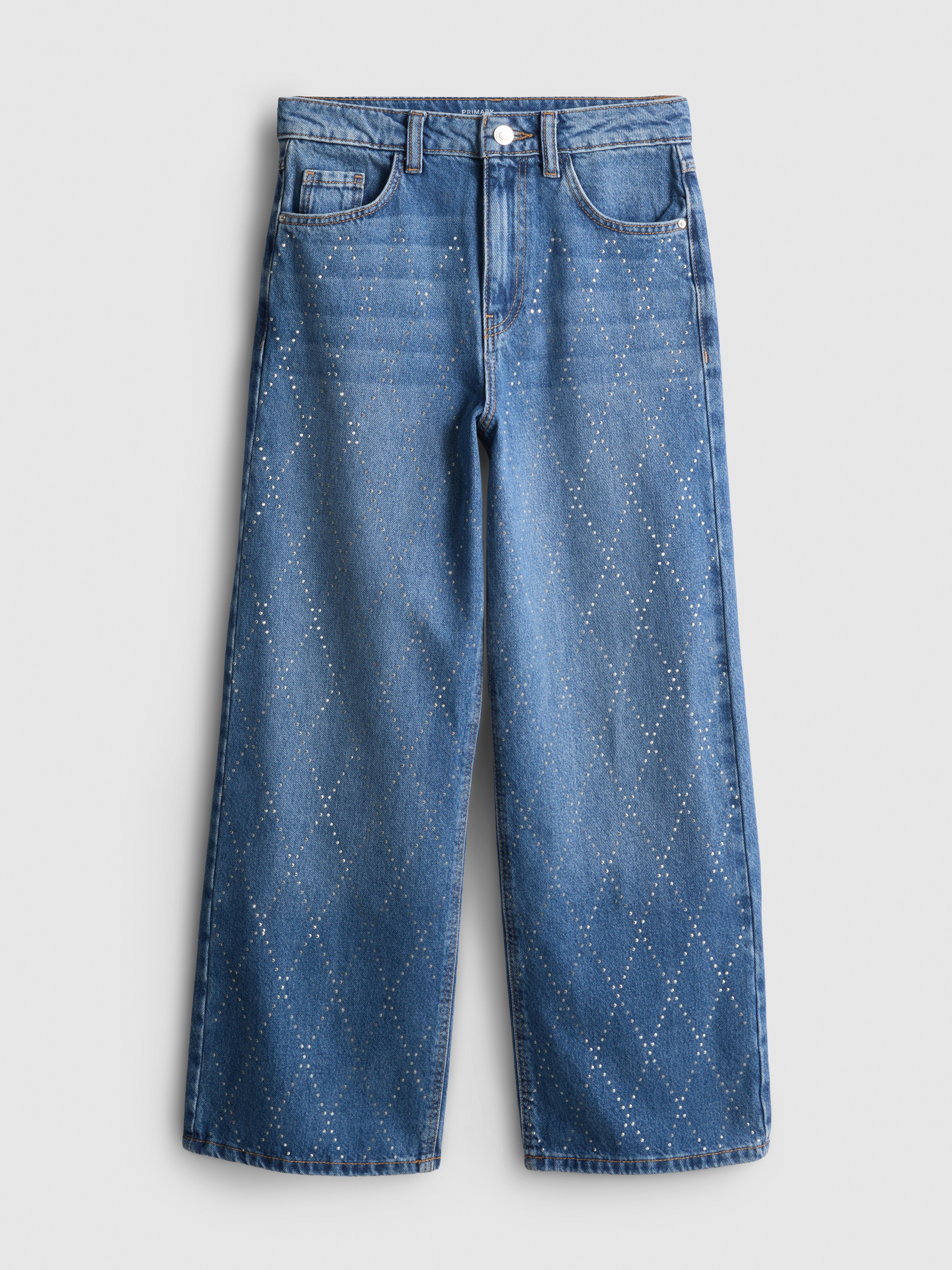 7-15yrs | Pure Cotton Diamanté Wide Leg Jeans