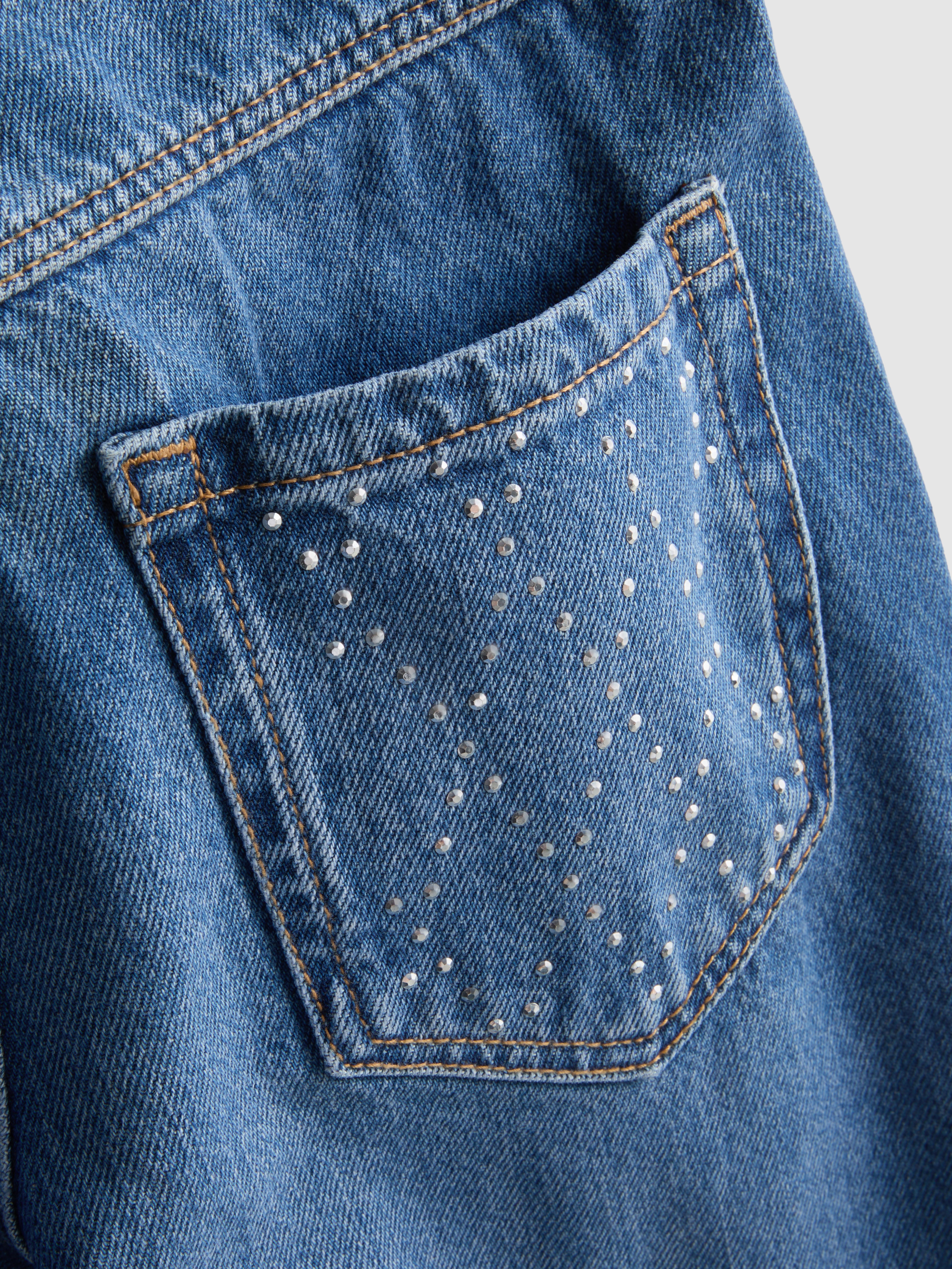 7-15yrs | Pure Cotton Rhinestone Wide Leg Jeans