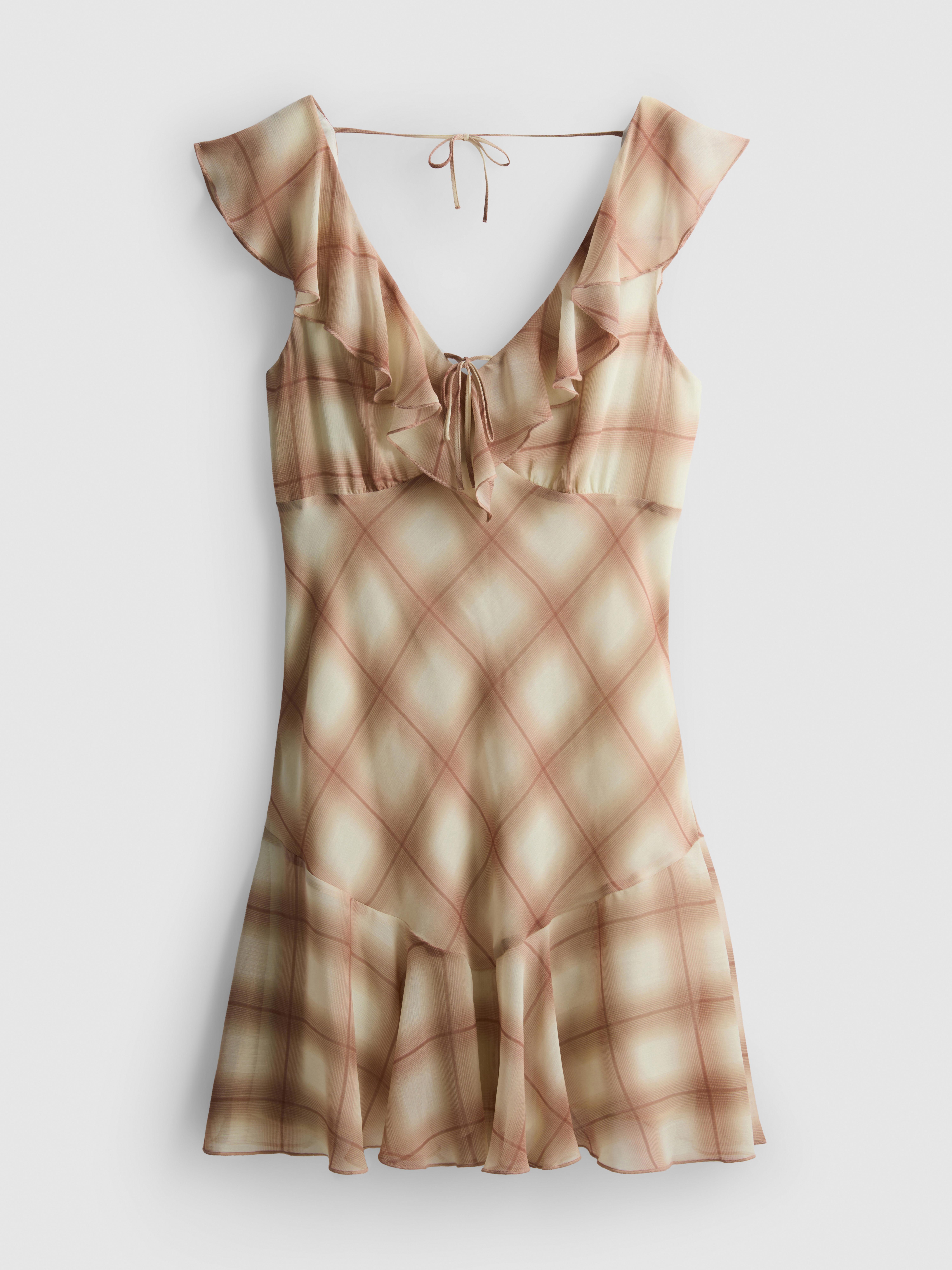 Printed Chiffon Ruffle Mini Dress