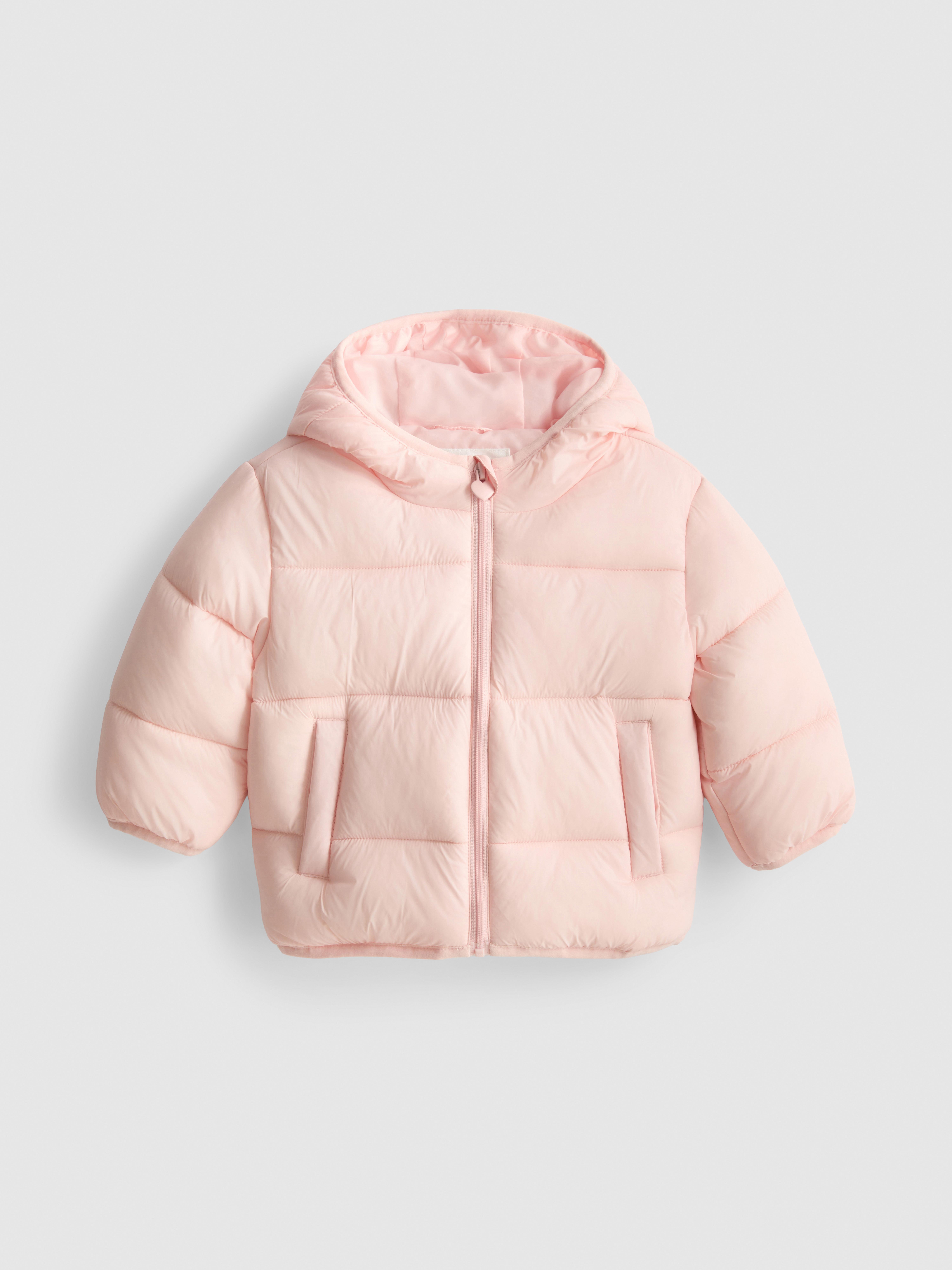 0-18mths | Zip-Up Hooded Newborn Puffer Jacket Pink