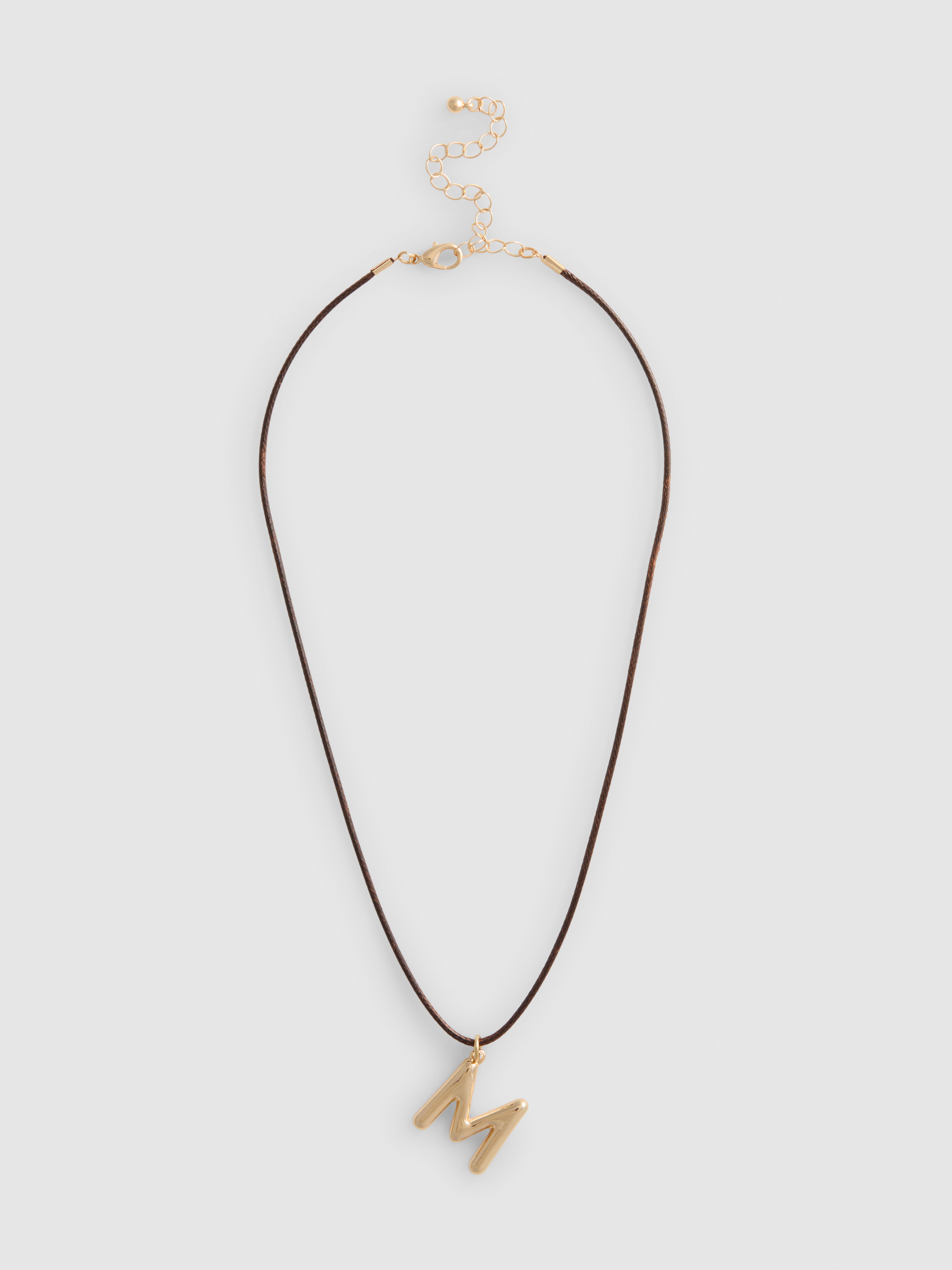 Initial Pendant Cord Necklace Yellow