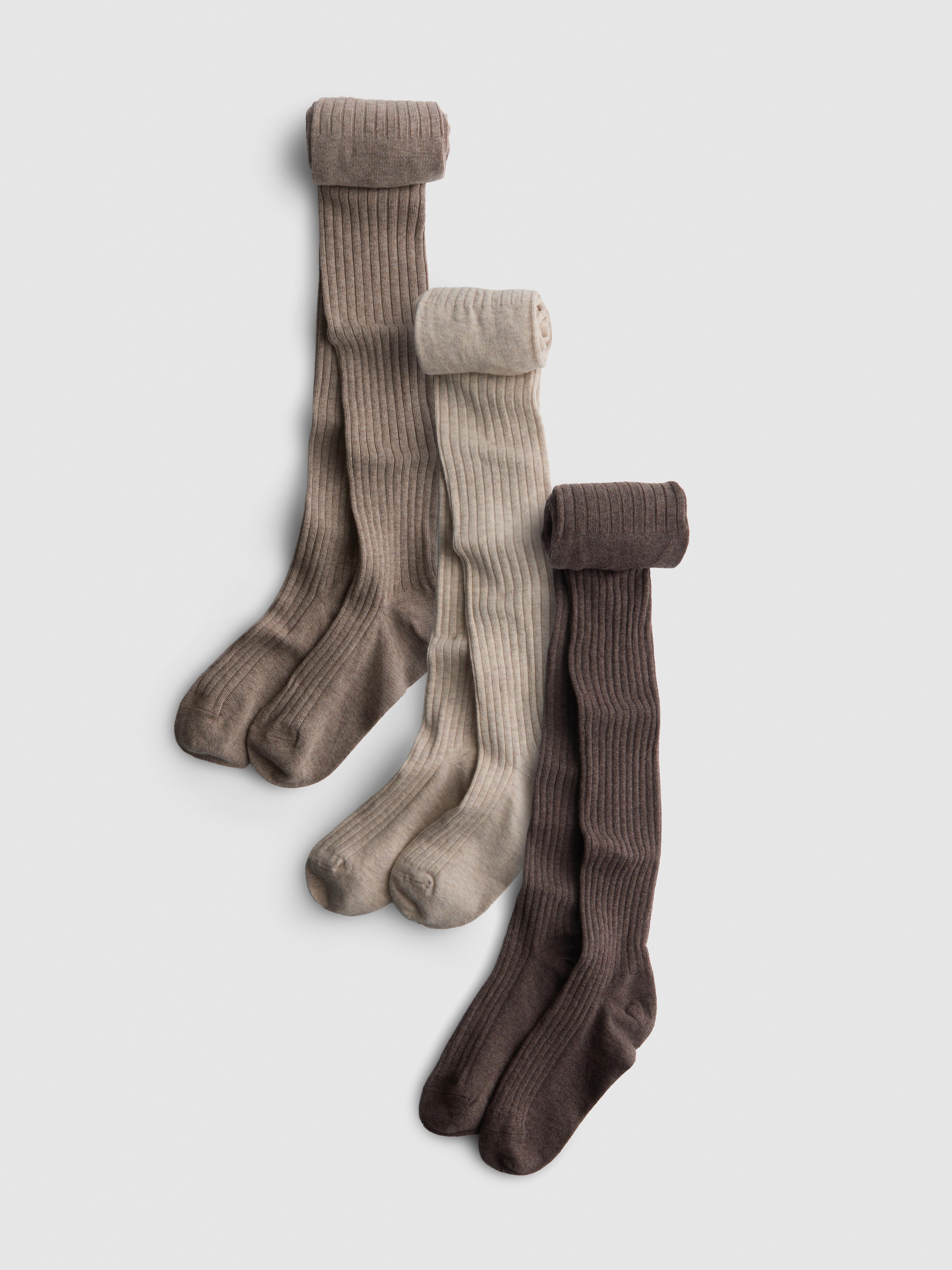 3pk Ribbed Tights Beige