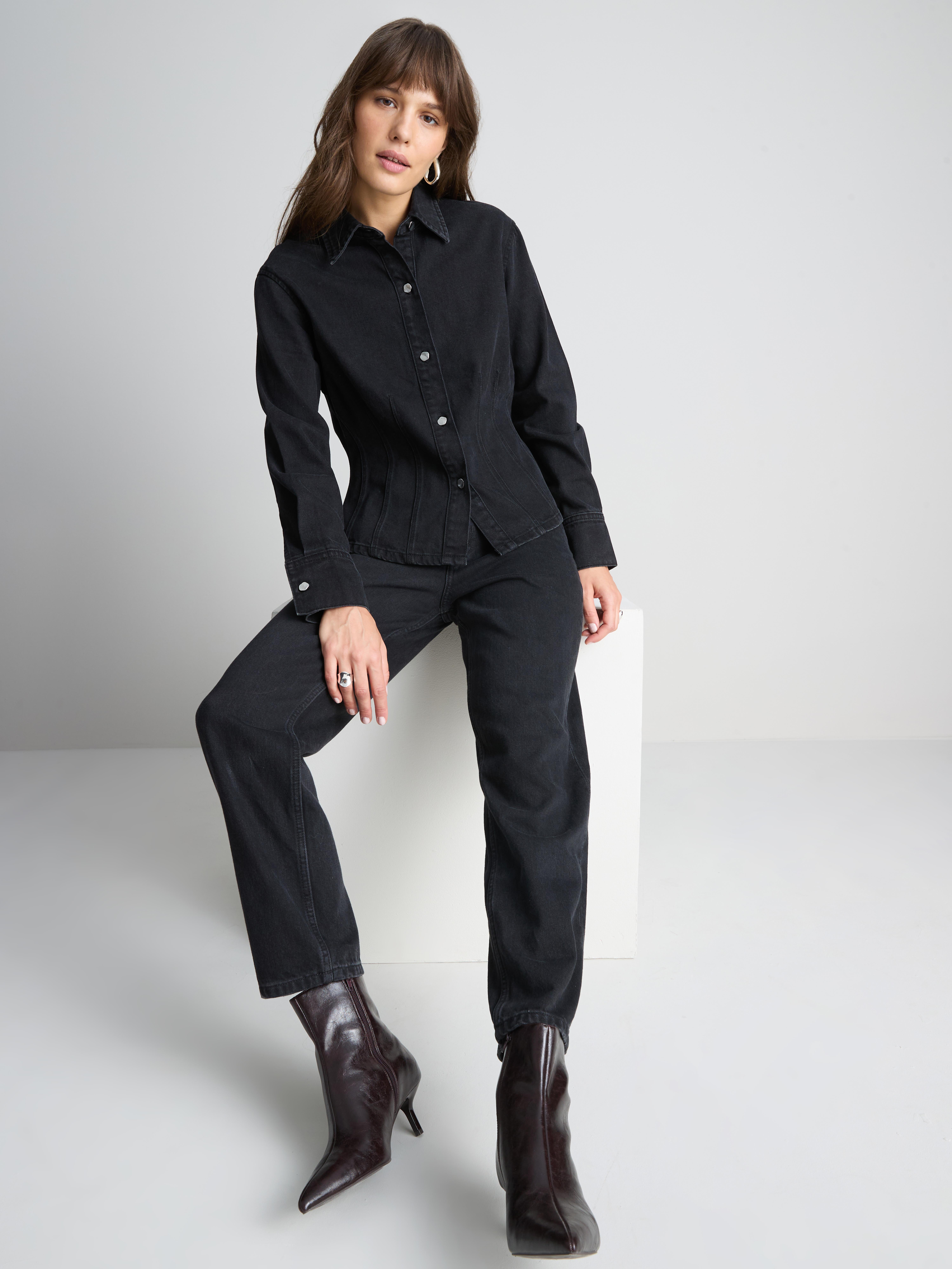 Paula Echevarría Cotton Denim Peplum Shirt