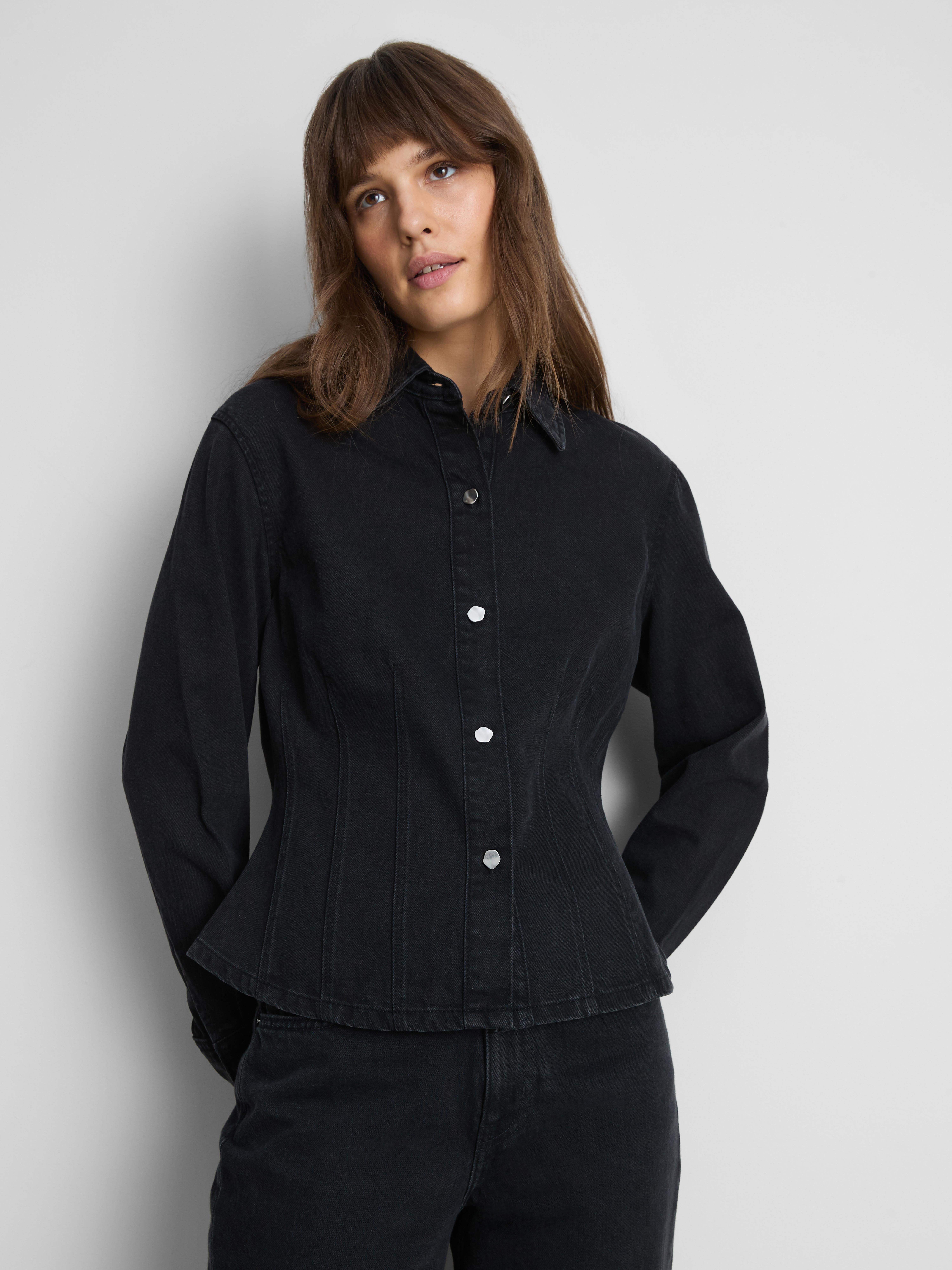 Paula Echevarría Cotton Denim Peplum Shirt
