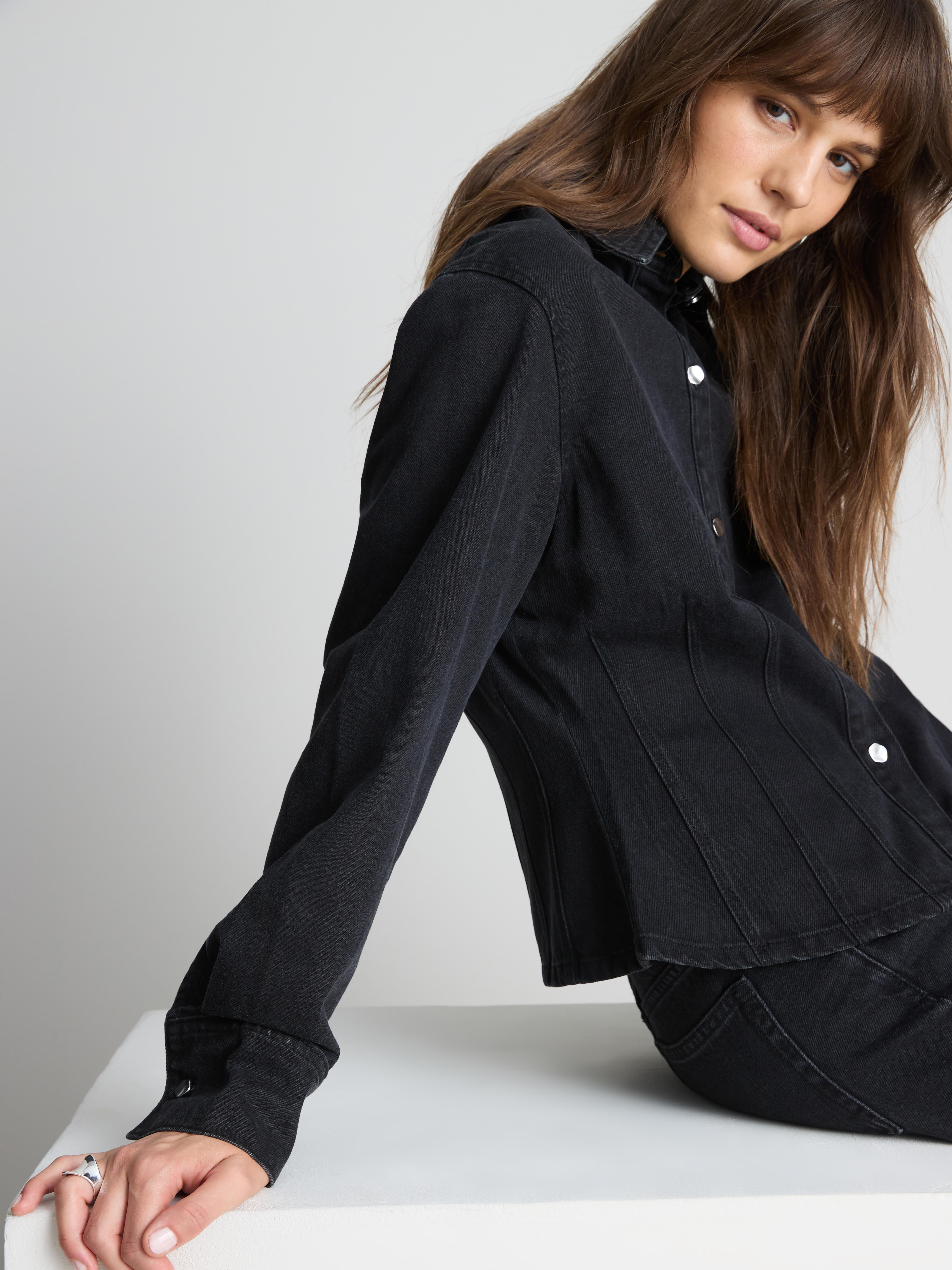 Paula Echevarría Cotton Denim Peplum Shirt