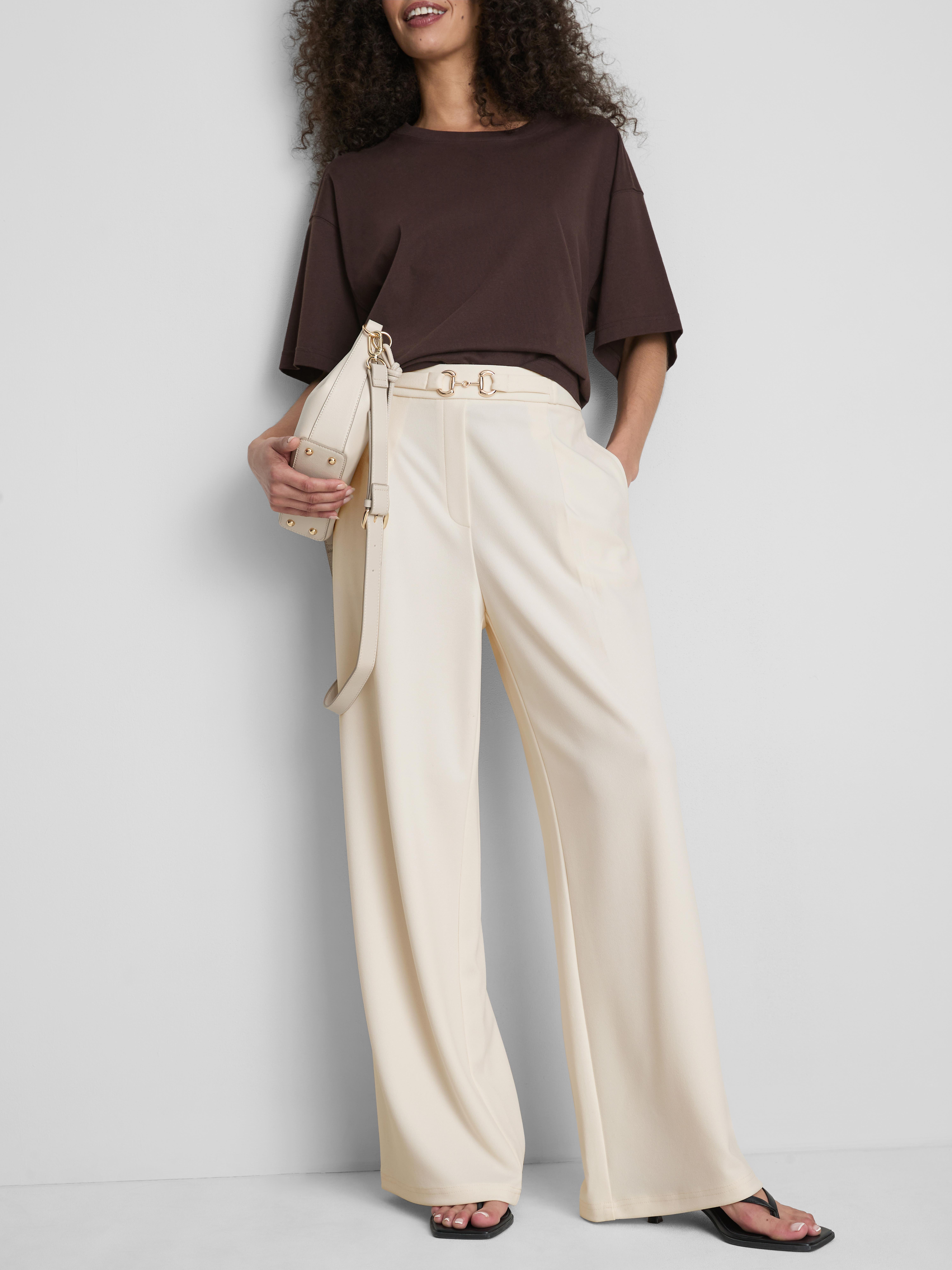 Snaffle Detail Wide Leg Trousers