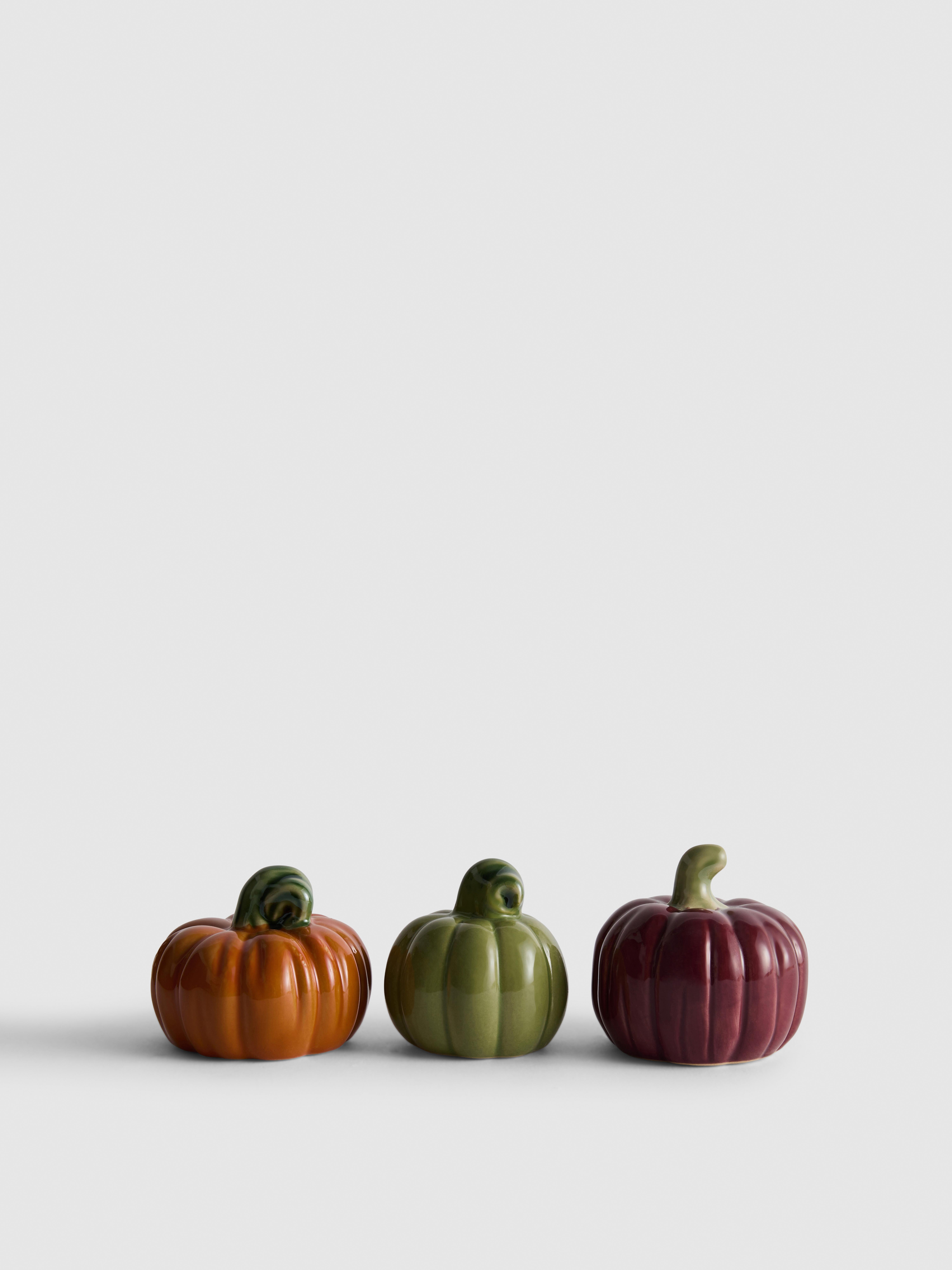 Keramische pompoendecoraties, set van 3