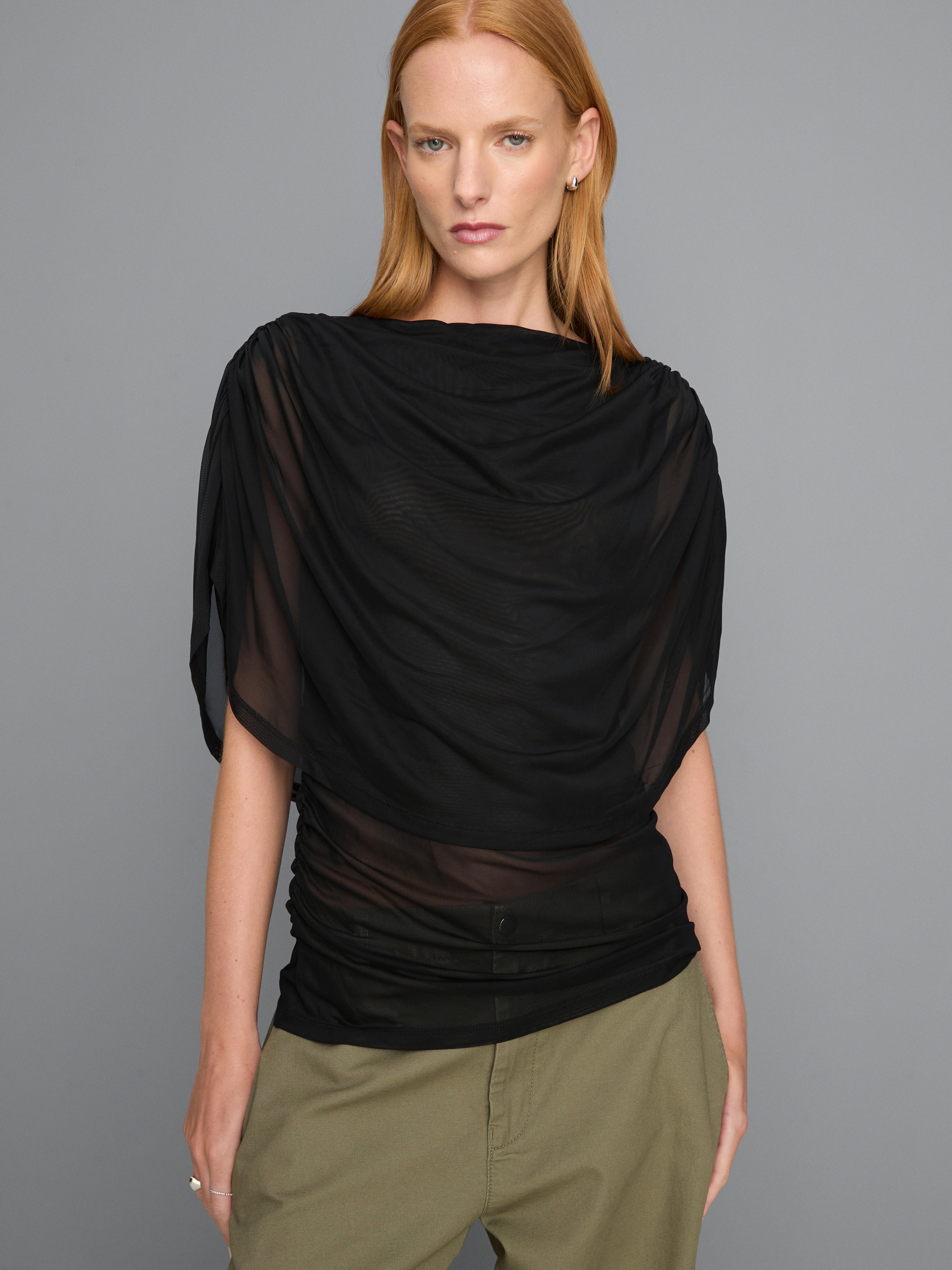 Double Layered Mesh Drape Top