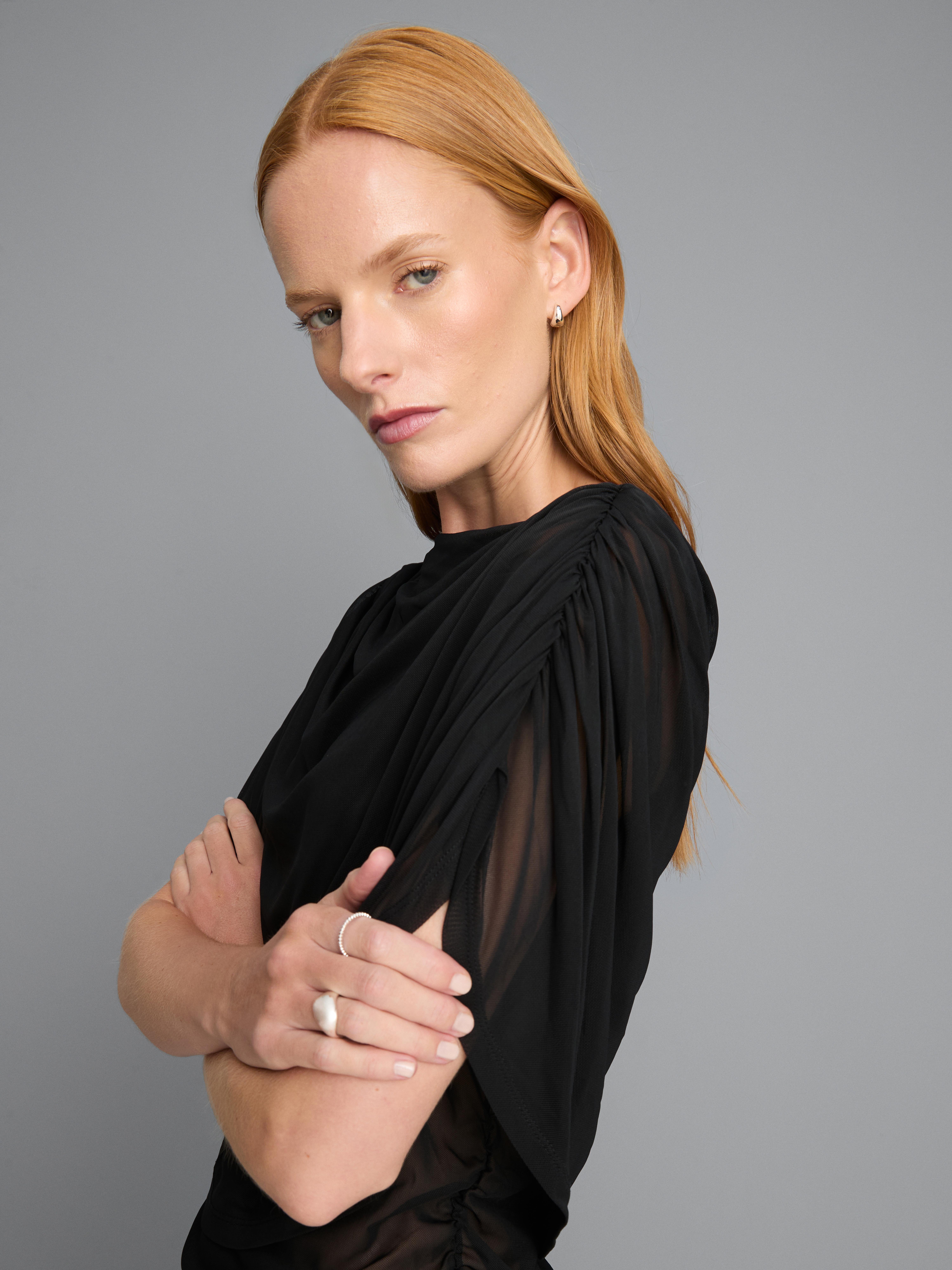 Double Layered Mesh Drape Top