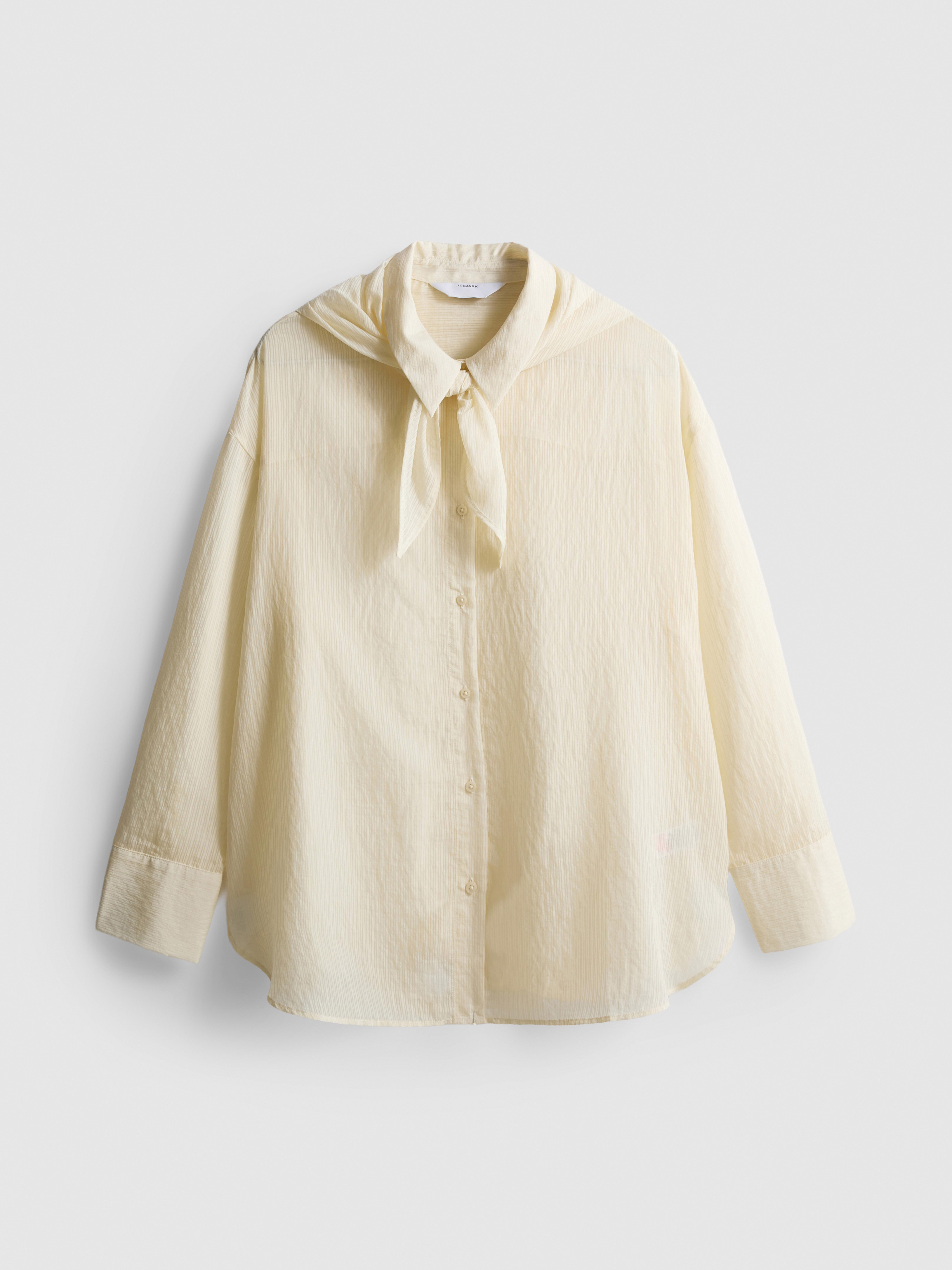 Chemise texturée avec lien à nouer au col