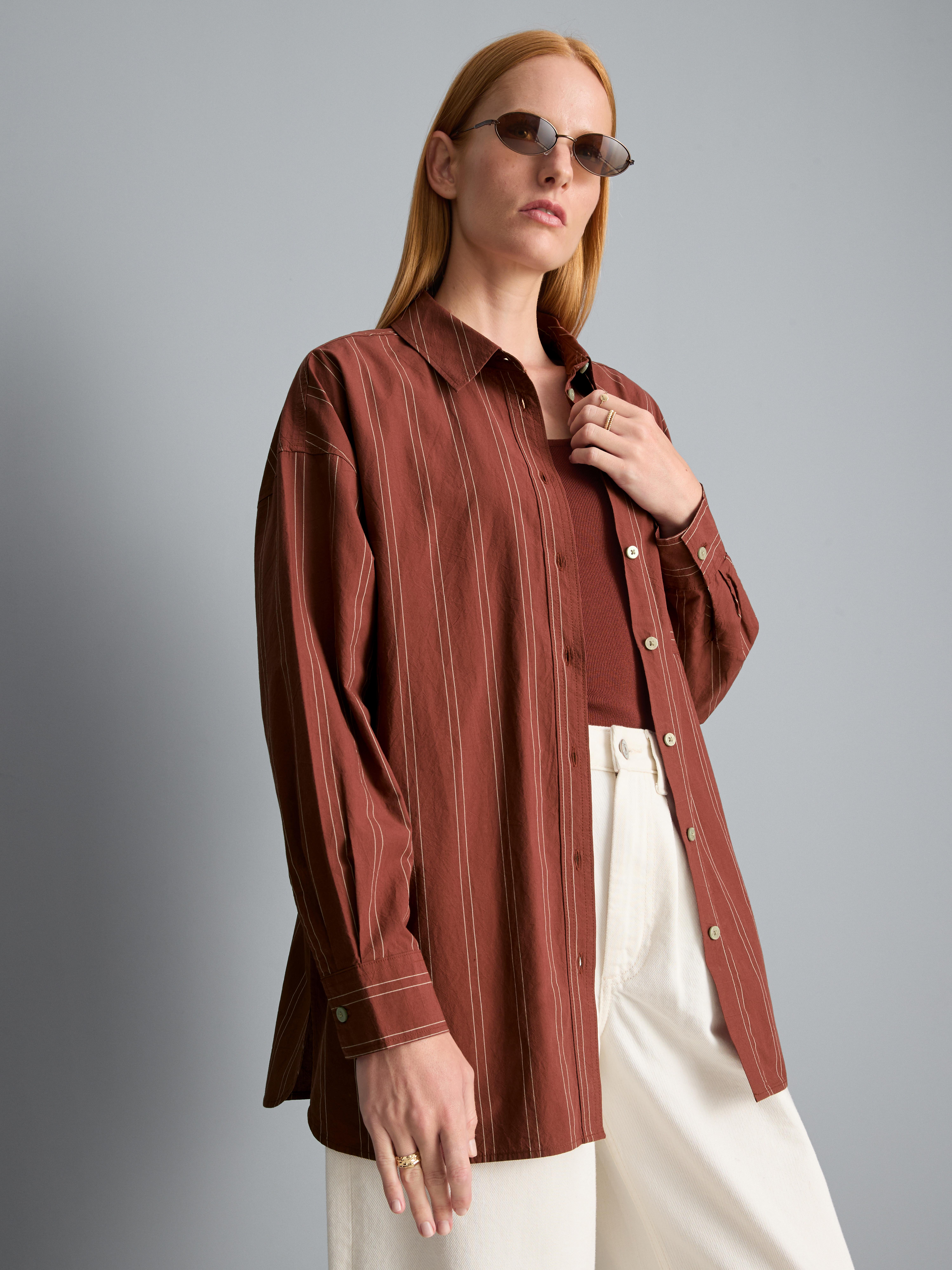 Chemise décontractée en coton à rayures