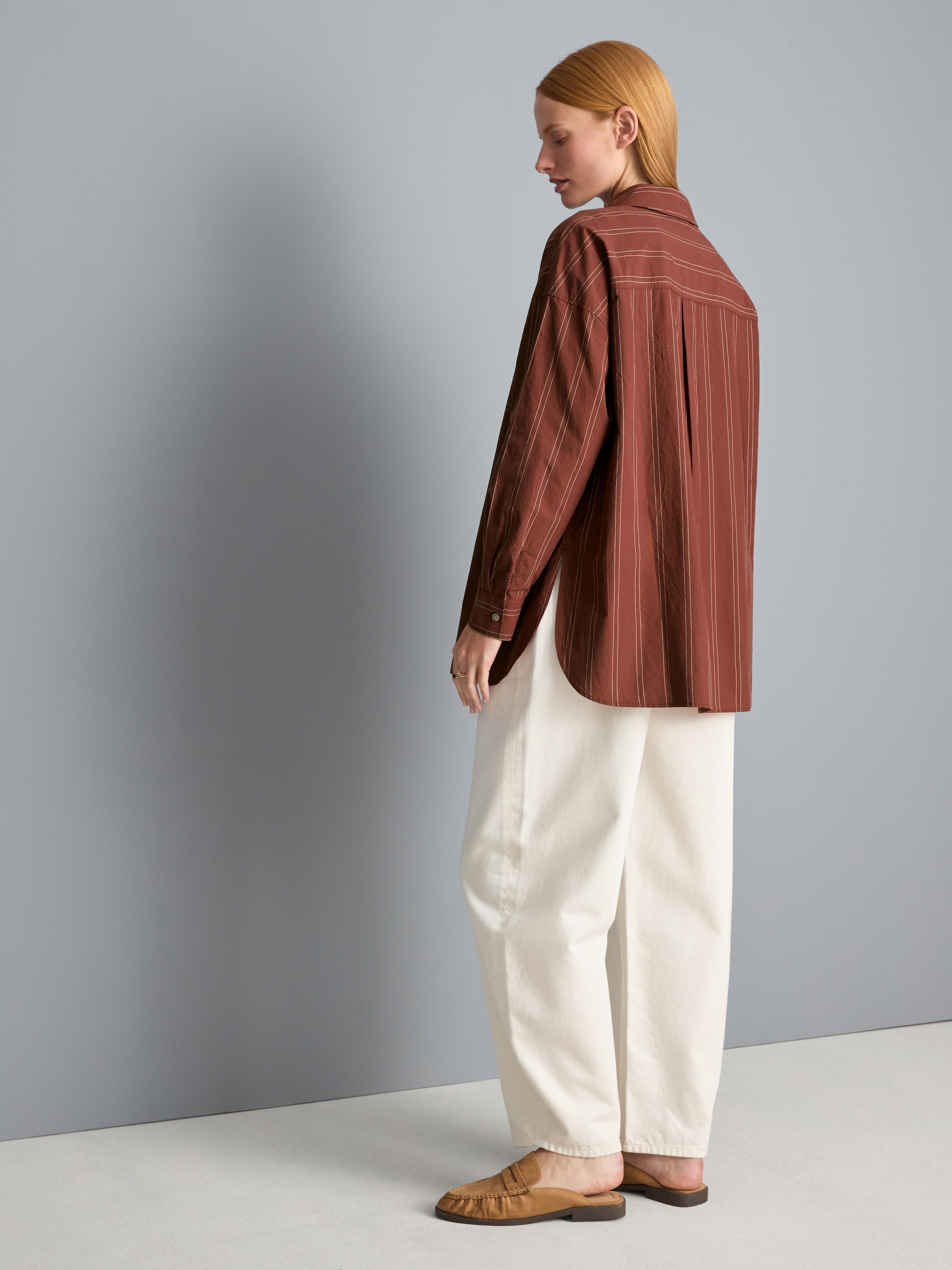 Chemise décontractée en coton à rayures