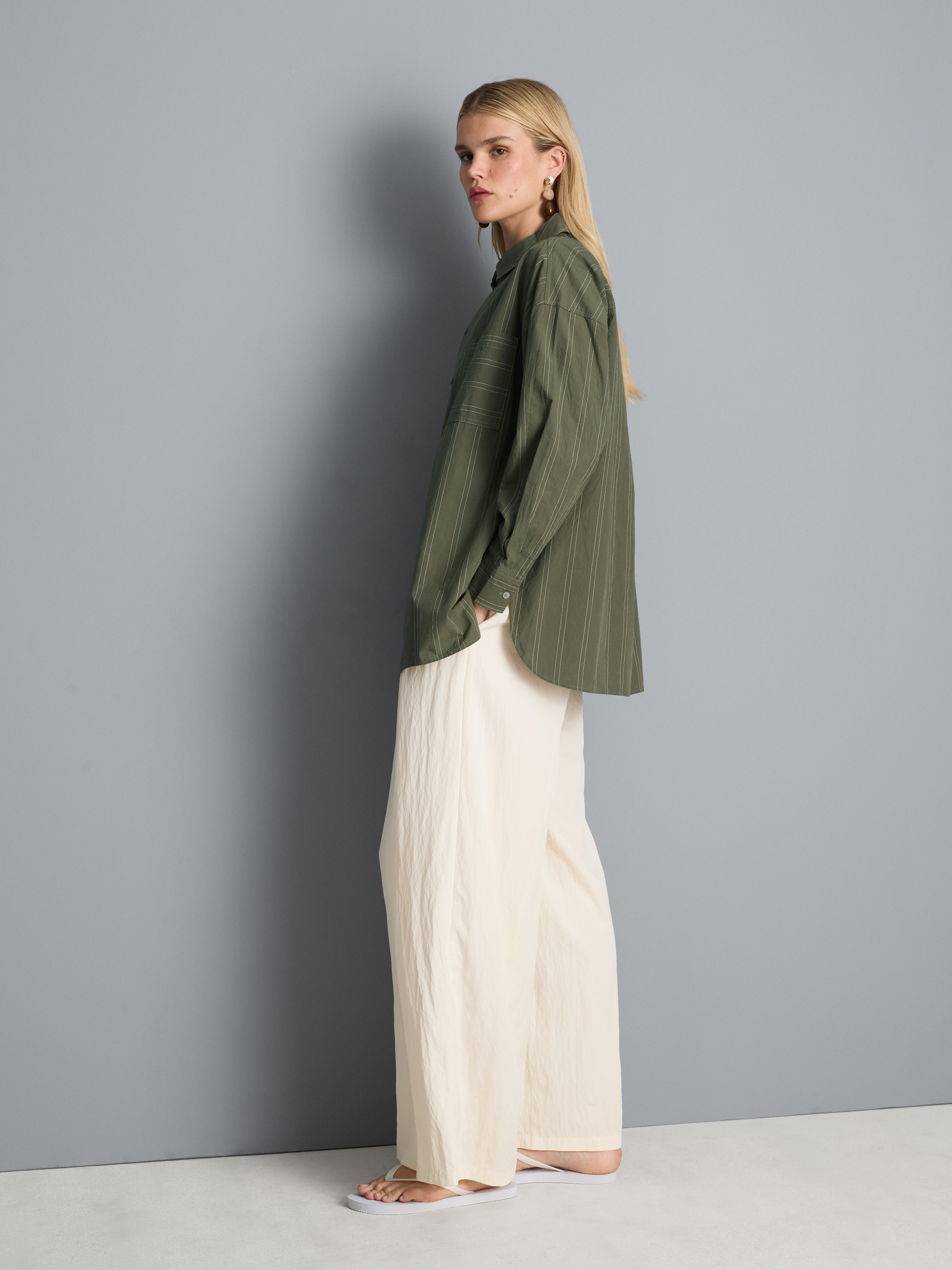Chemise décontractée en coton à rayures
