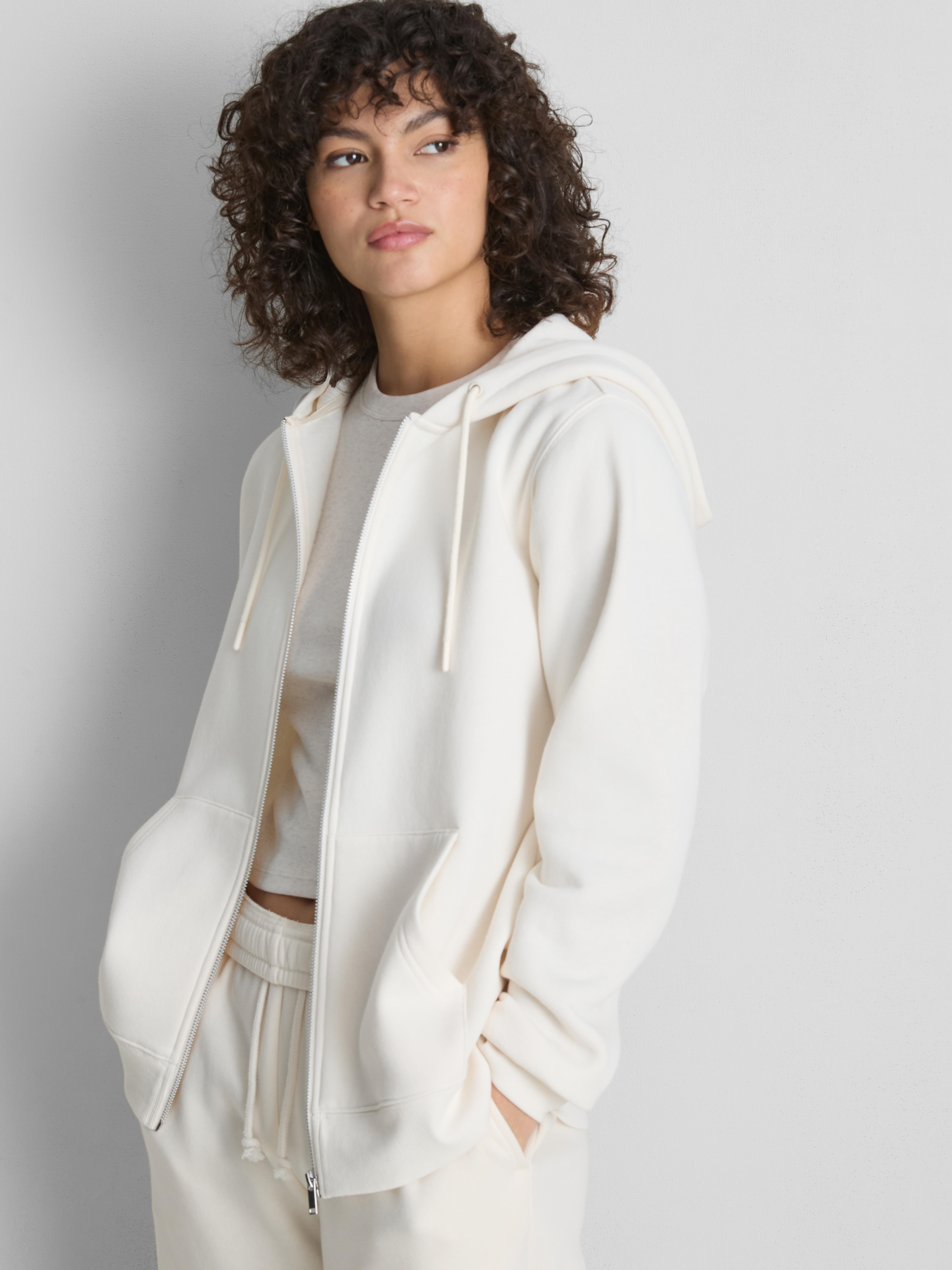 Essential Cotton Blend Zip Through Hoodie