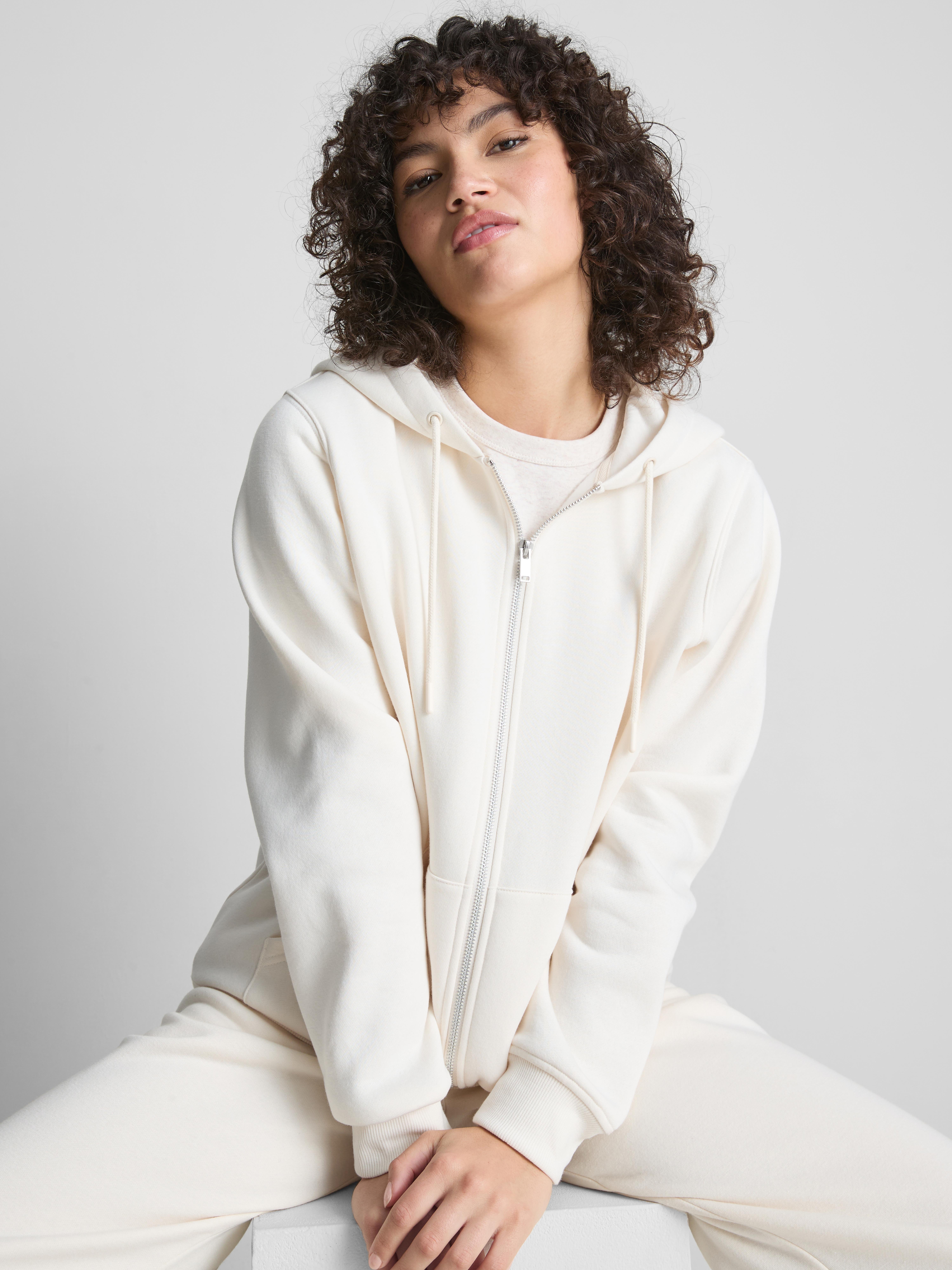 Essential Cotton Blend Zip Through Hoodie