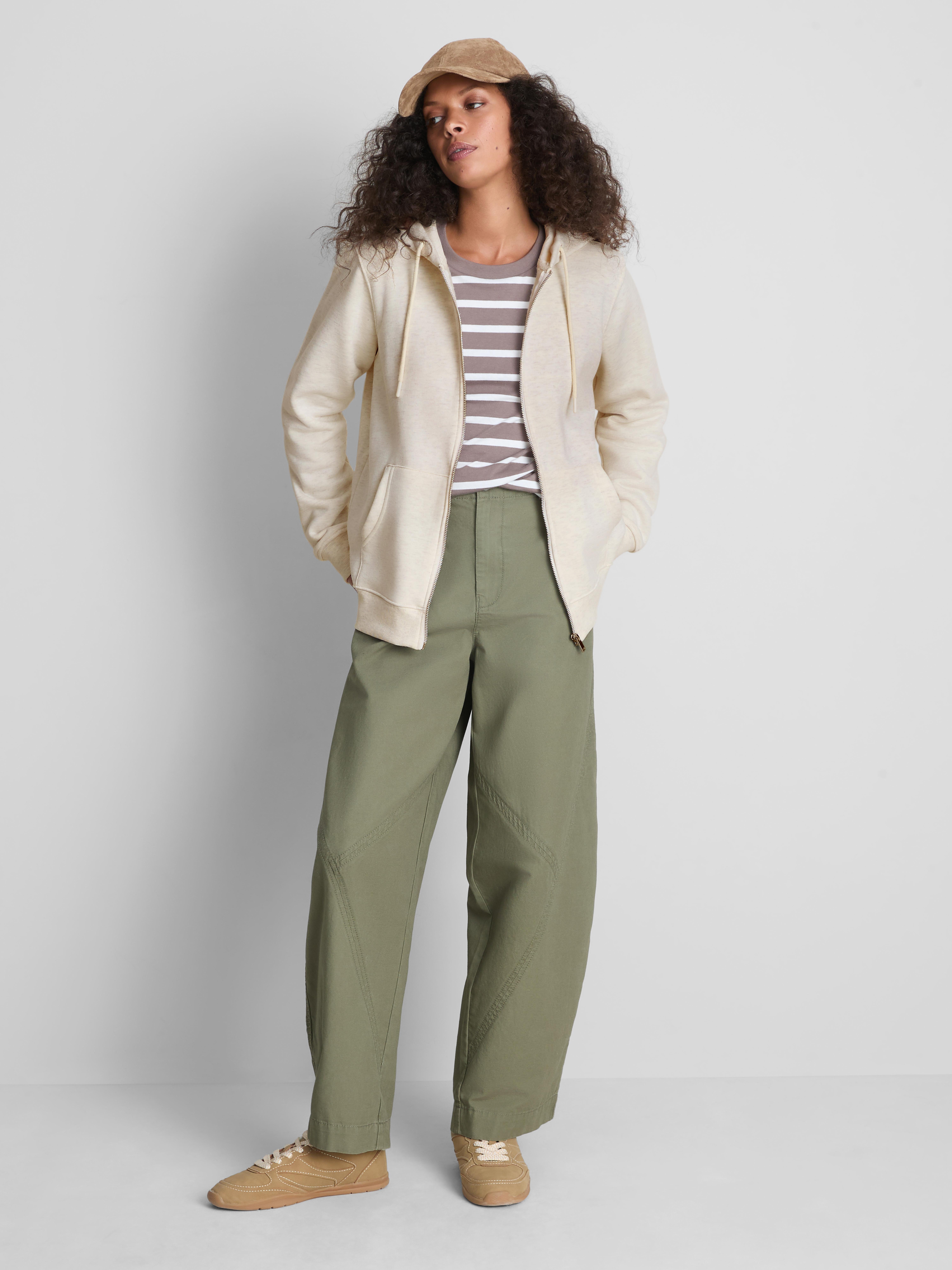 Essential Cotton Blend Zip Through Hoodie Oatmeal