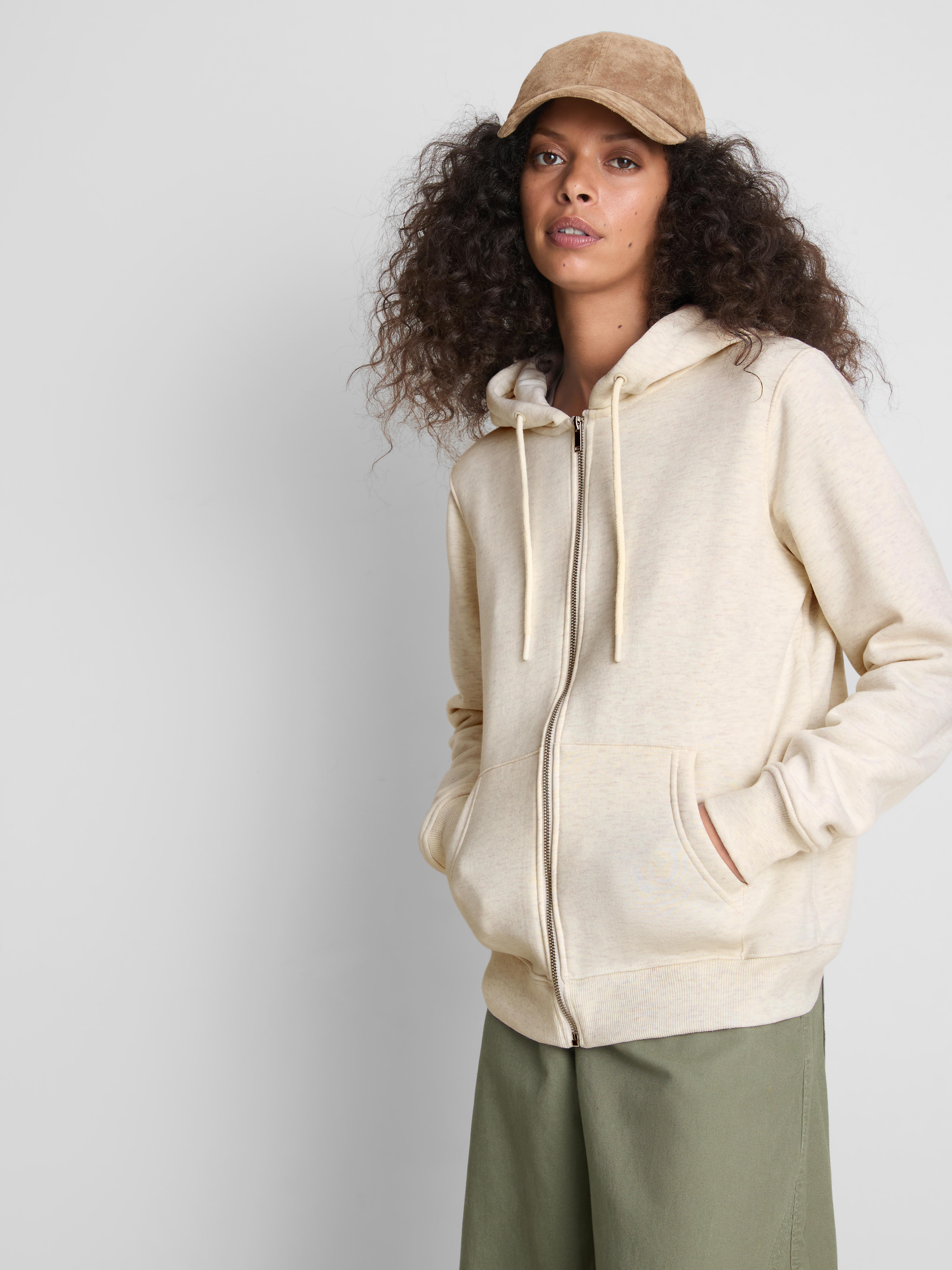 Essential Cotton Blend Zip Through Hoodie