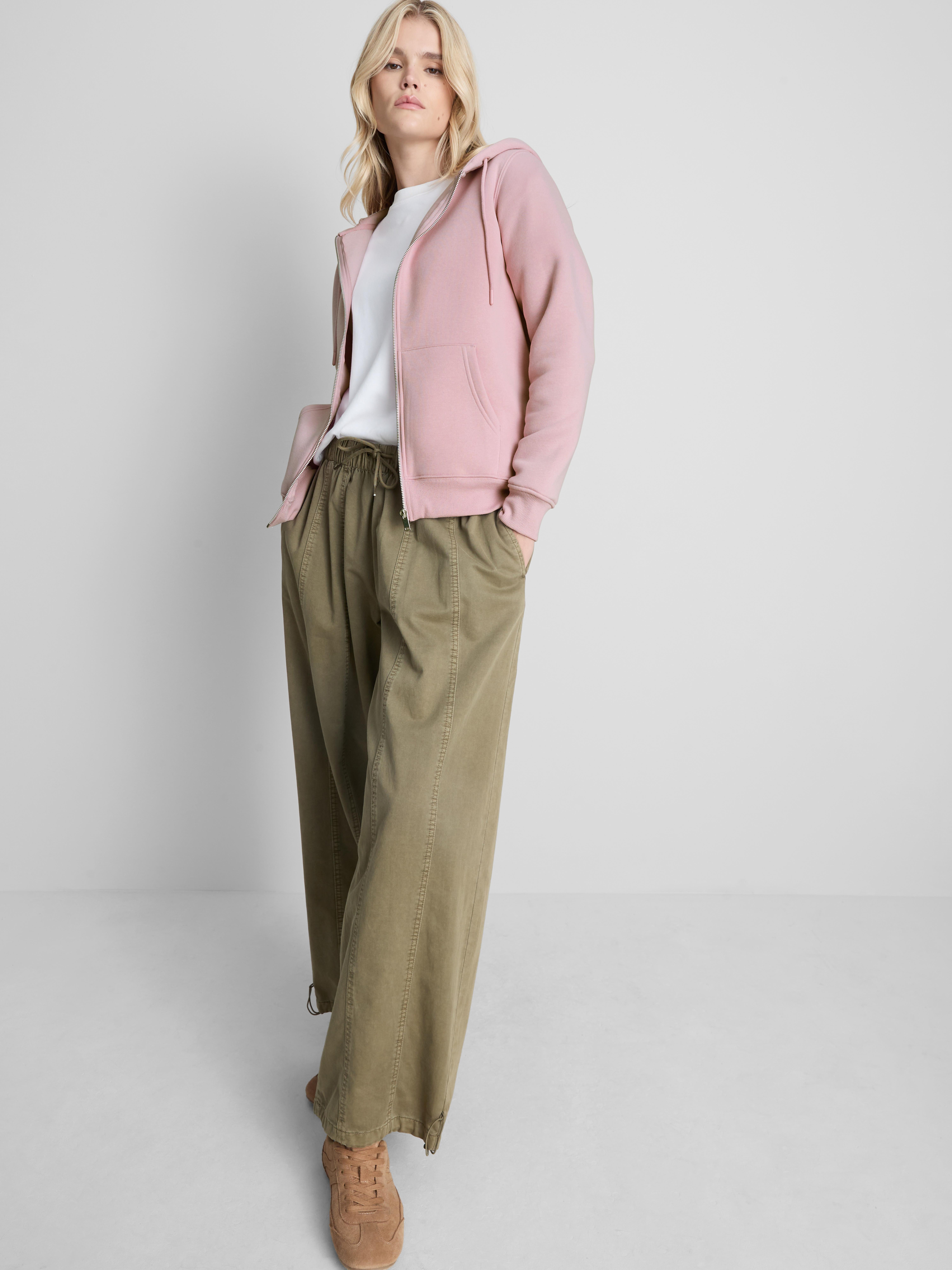 Essential Cotton Blend Zip Through Hoodie Light Pink