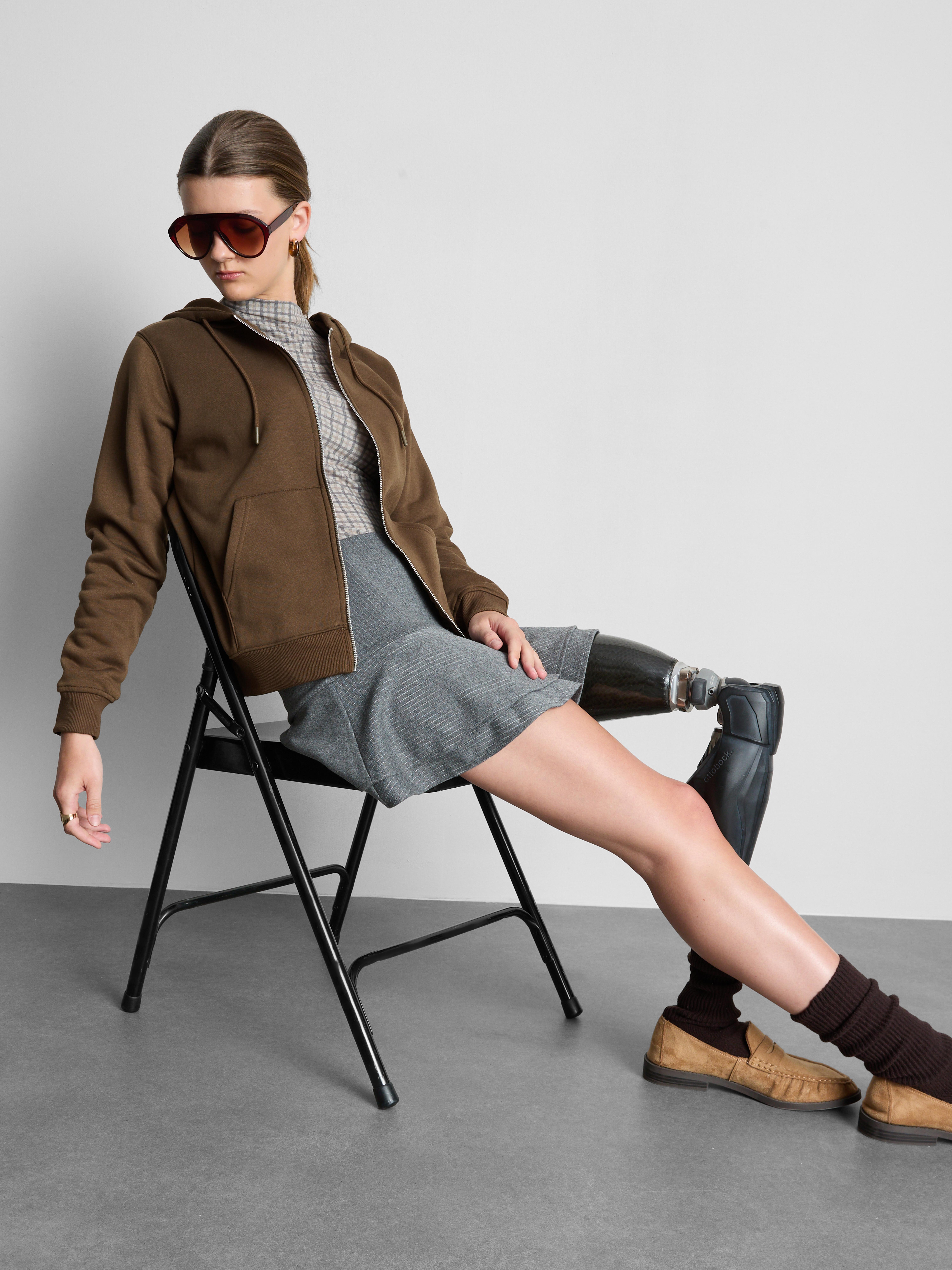 Essential Cotton Blend Zip Through Hoodie Olive
