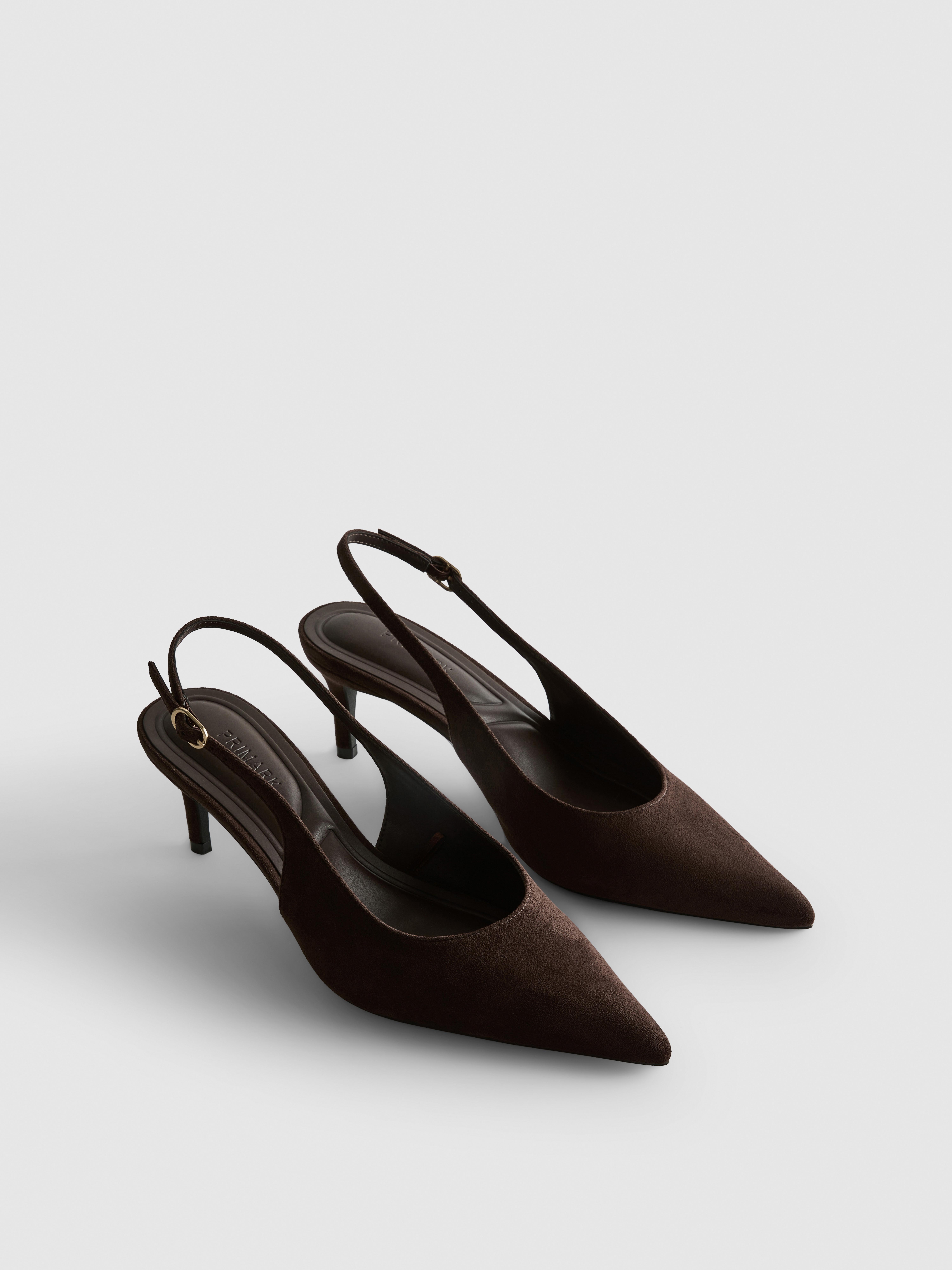 Paula Echevarría Faux Suede Slingback Kitten Heels