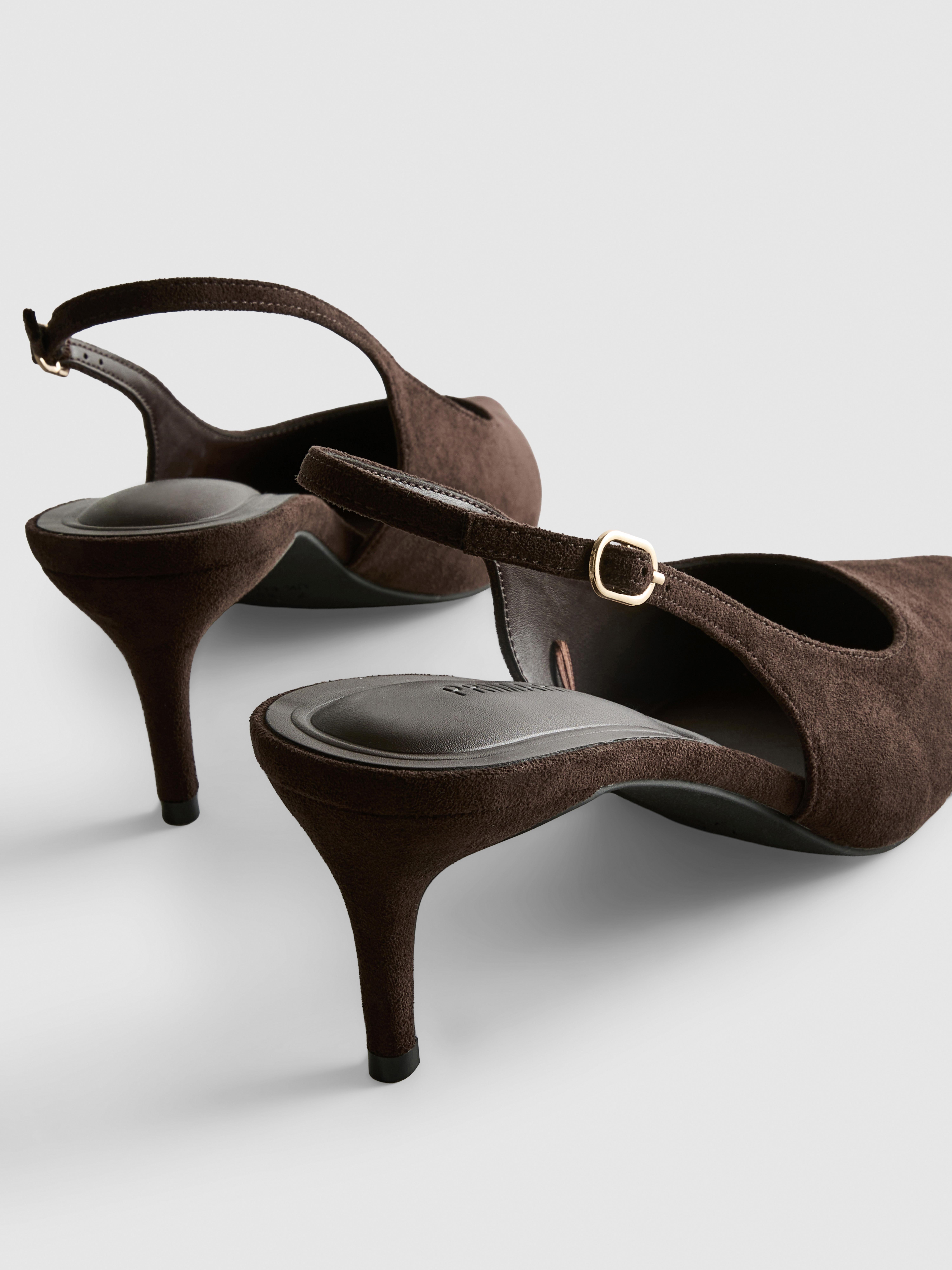 Paula Echevarría Faux Suede Slingback Kitten Heels