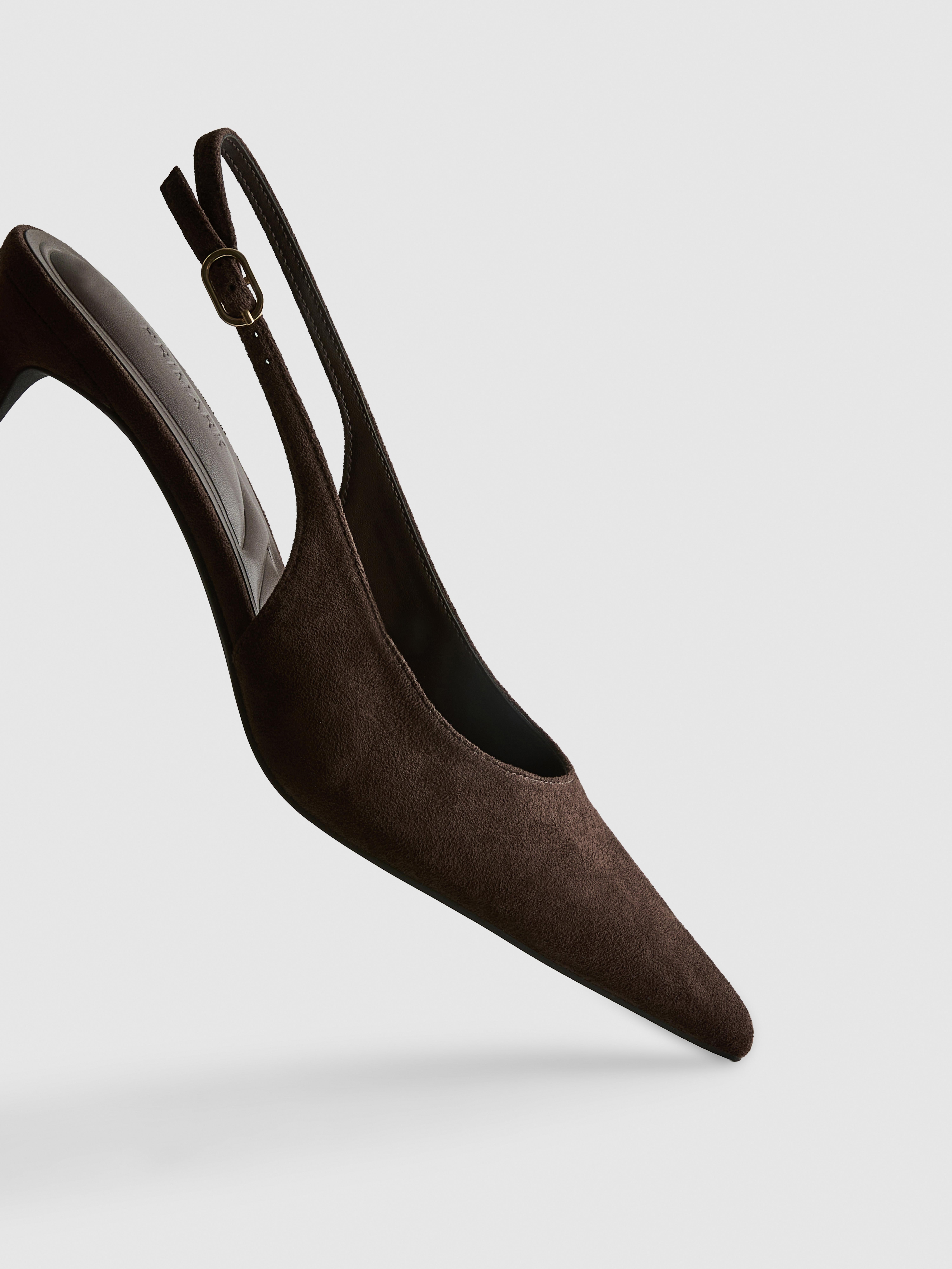 Paula Echevarría Faux Suede Slingback Kitten Heels