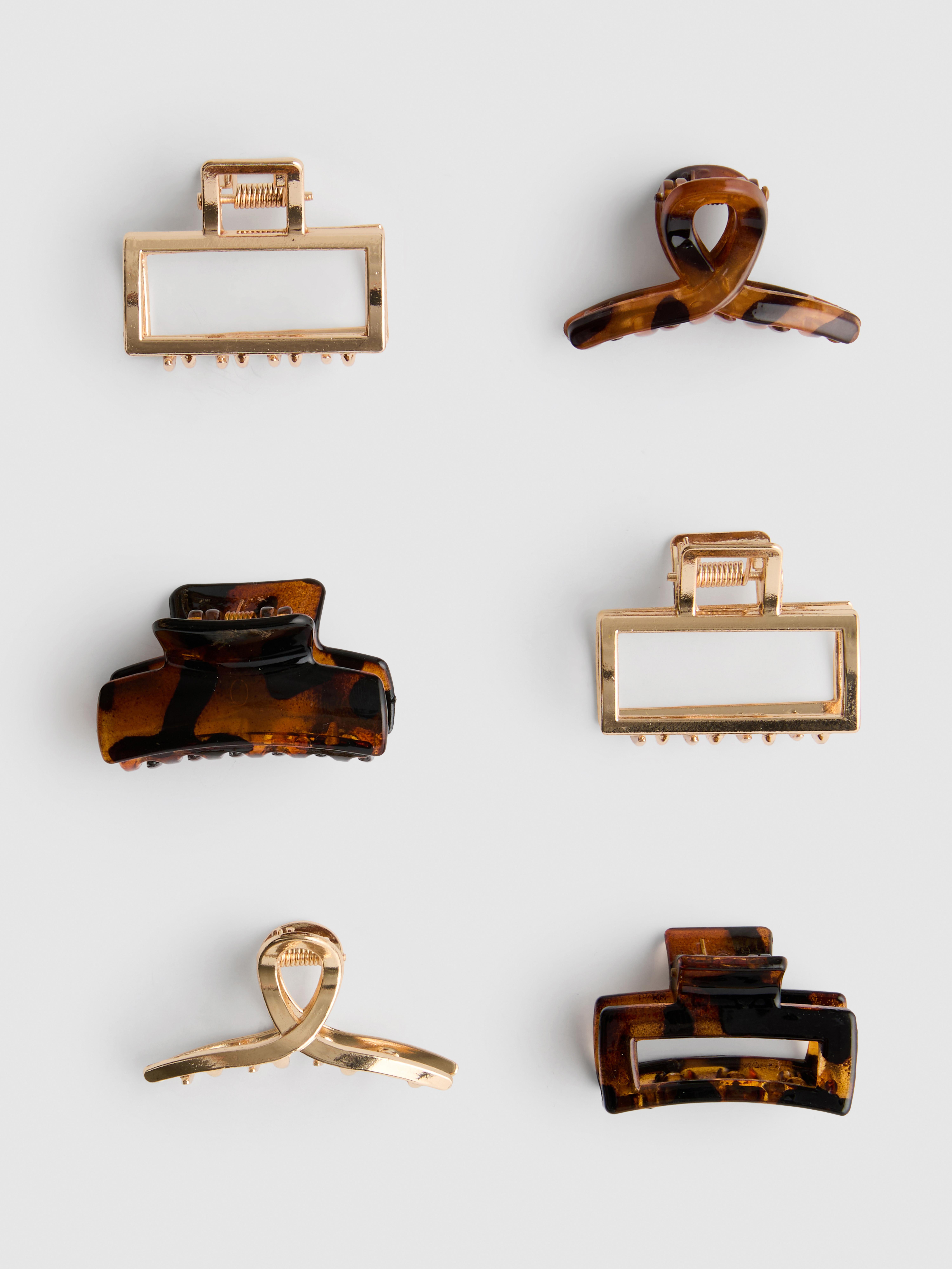 6pk Mixed Hair Claw Clips