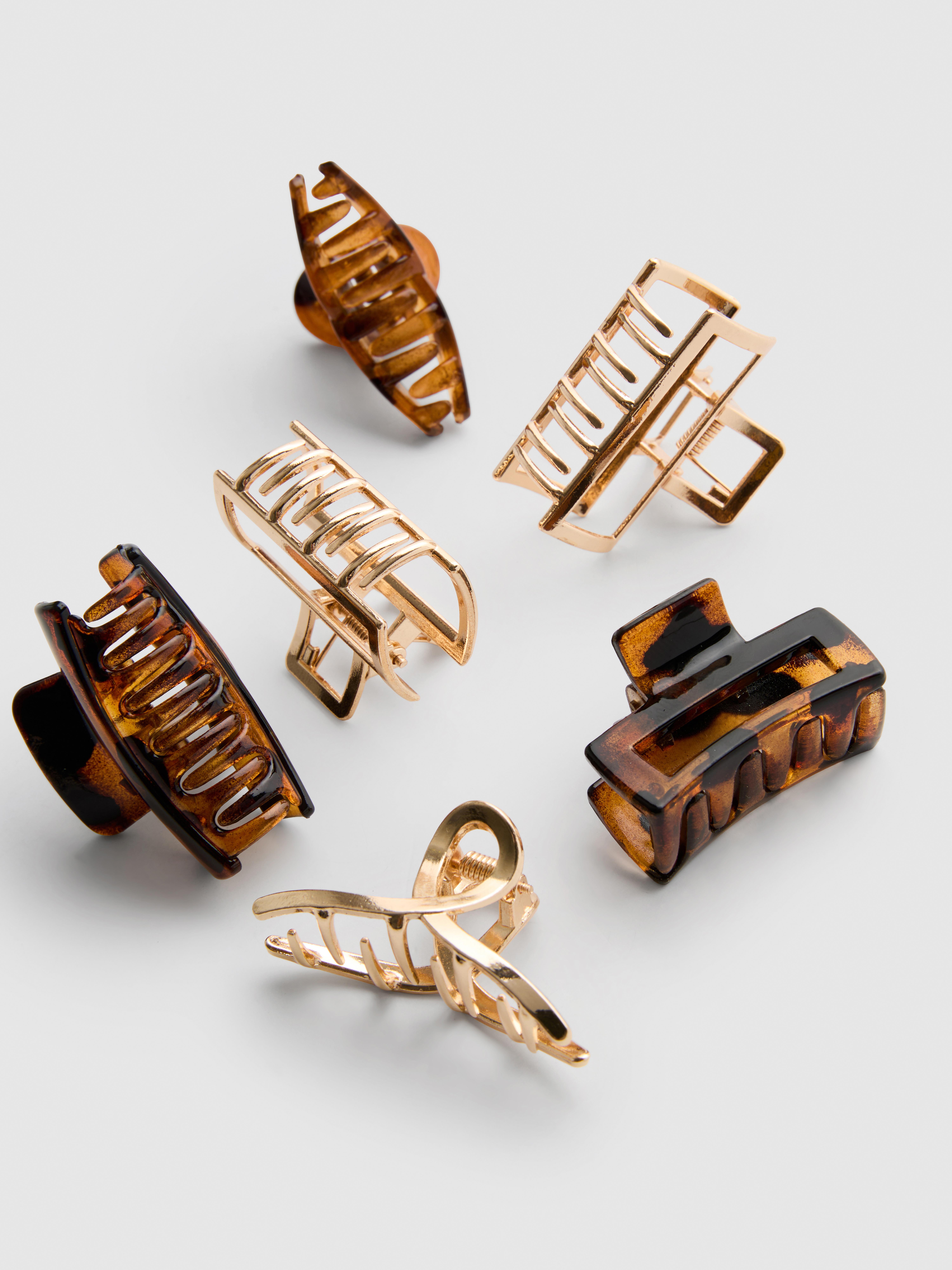 6pk Mixed Hair Claw Clips
