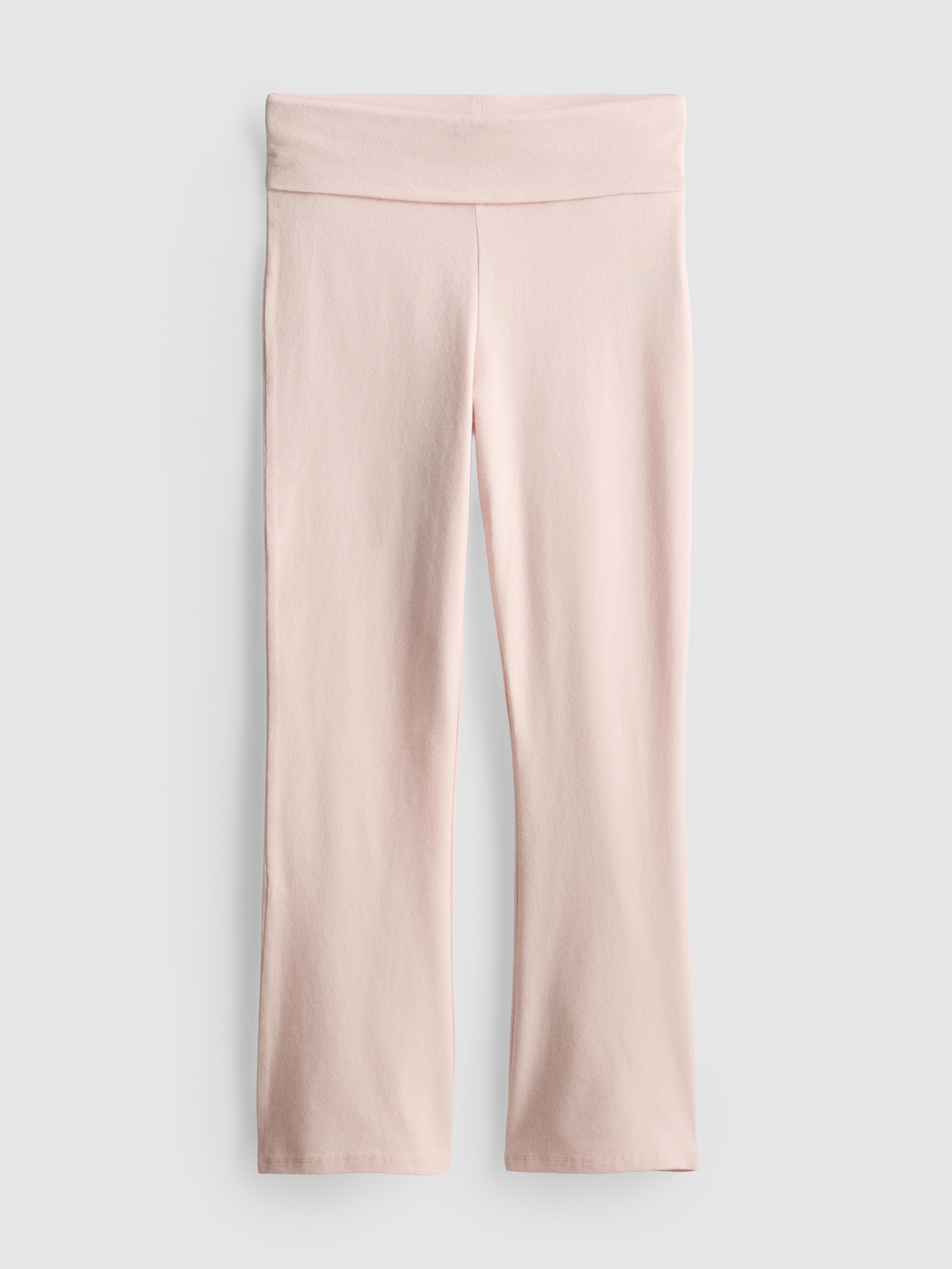 7-15 anos | Leggings boca sino cintura dobra algodão Rosa-claro