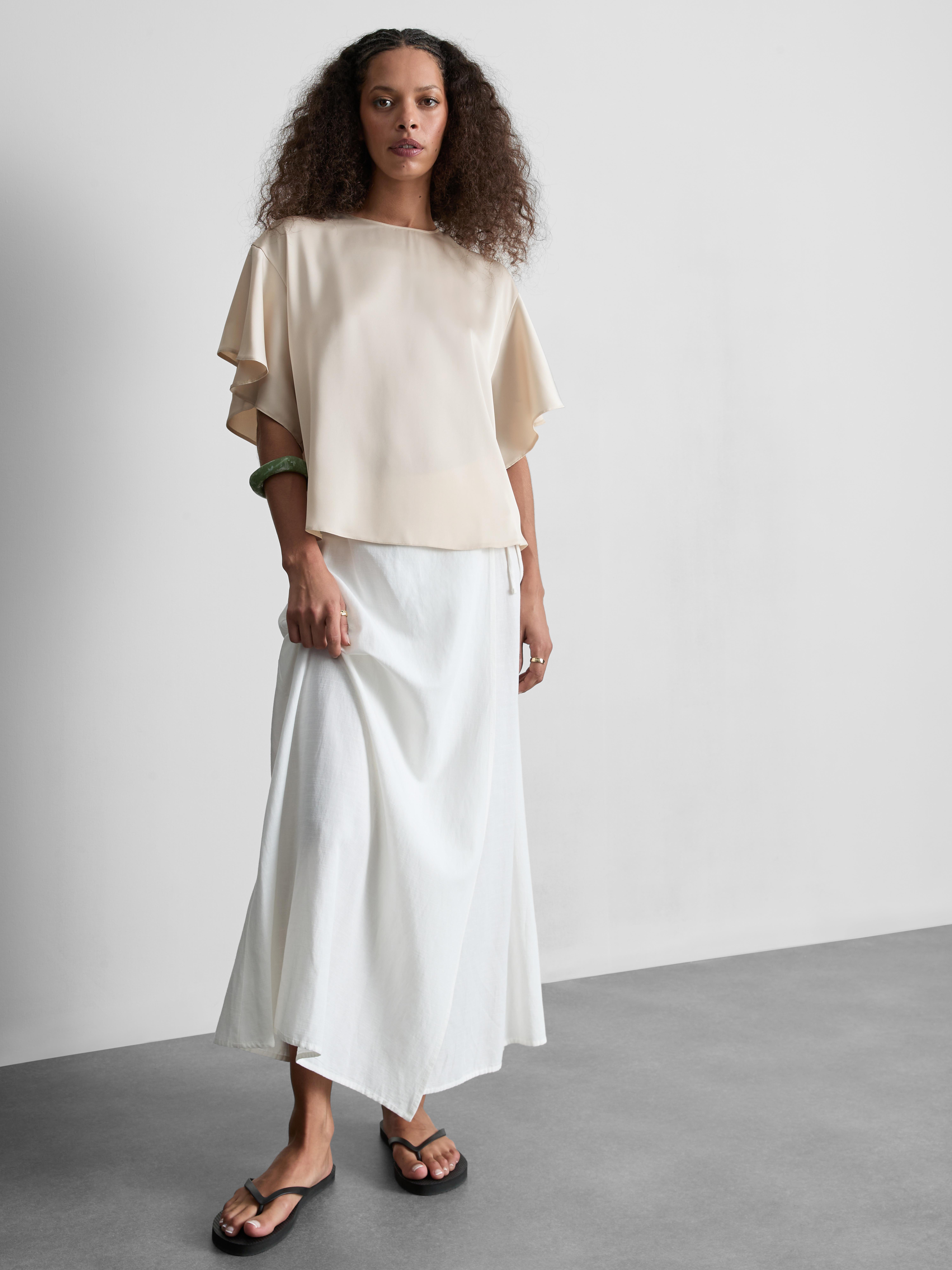 Satijnen T-shirt met korte mouwen