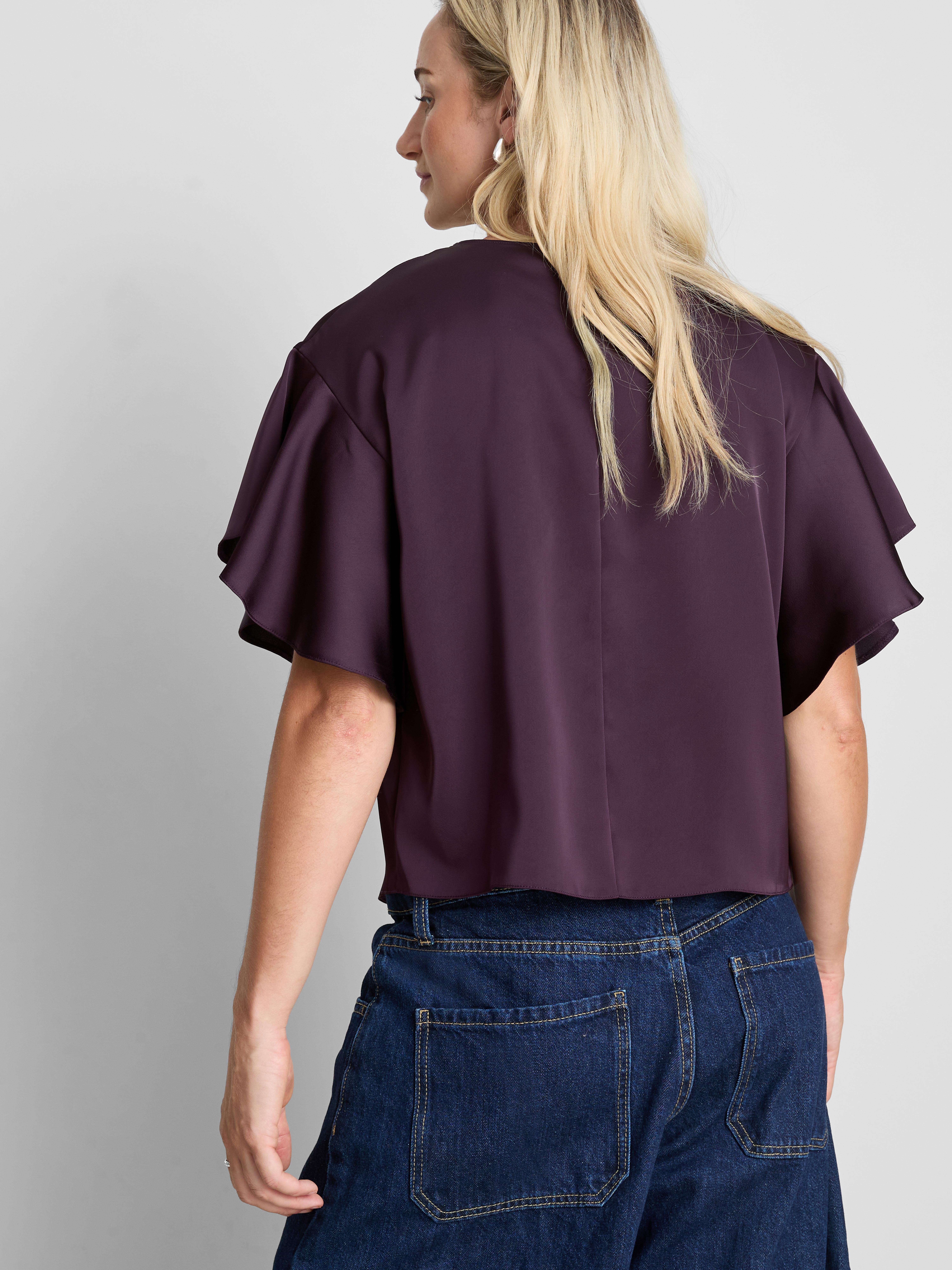 Satijnen T-shirt met korte mouwen - Pruimpaars - Dames | Primark