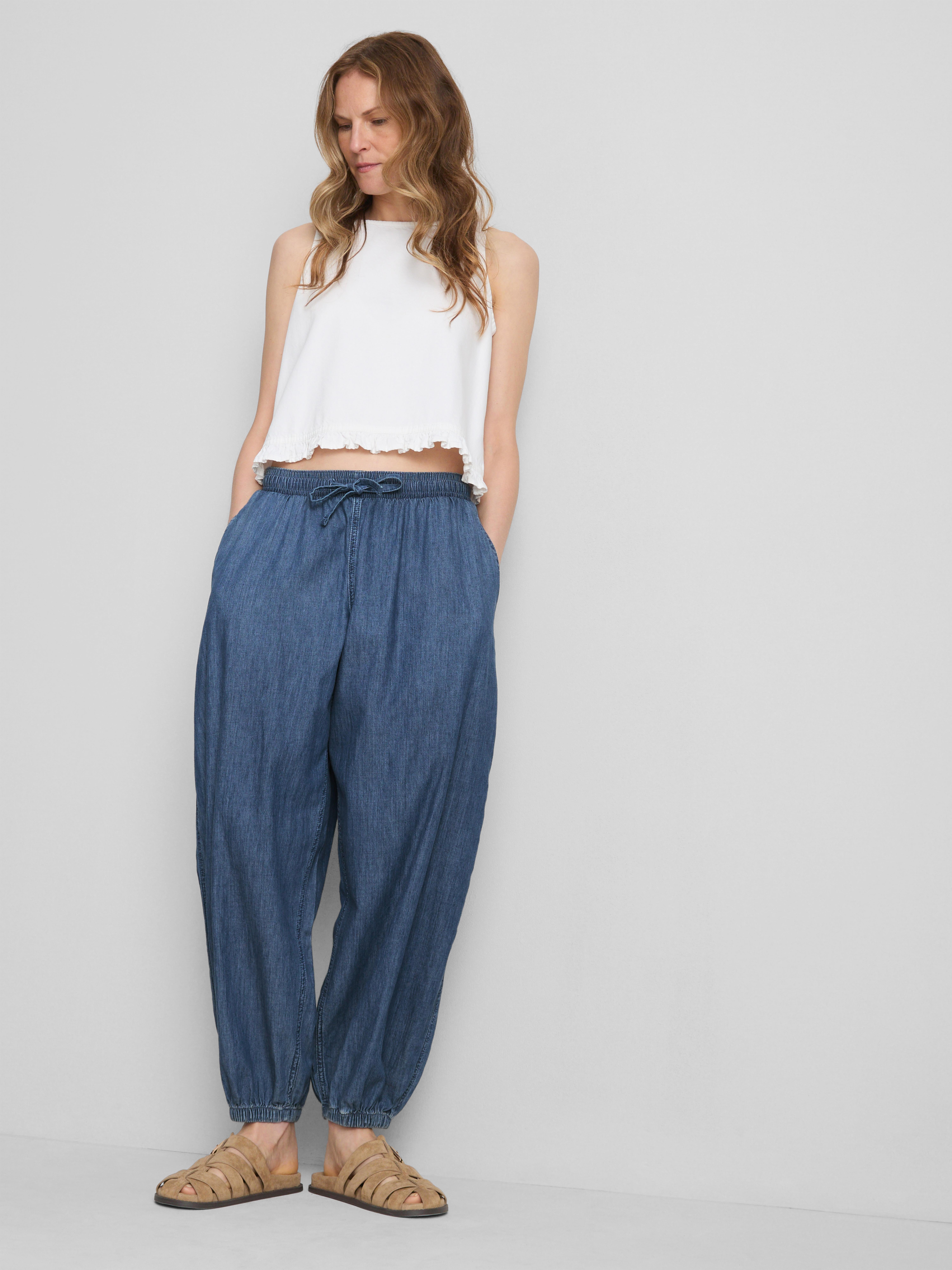 Pantaloni harem in denim di cotone