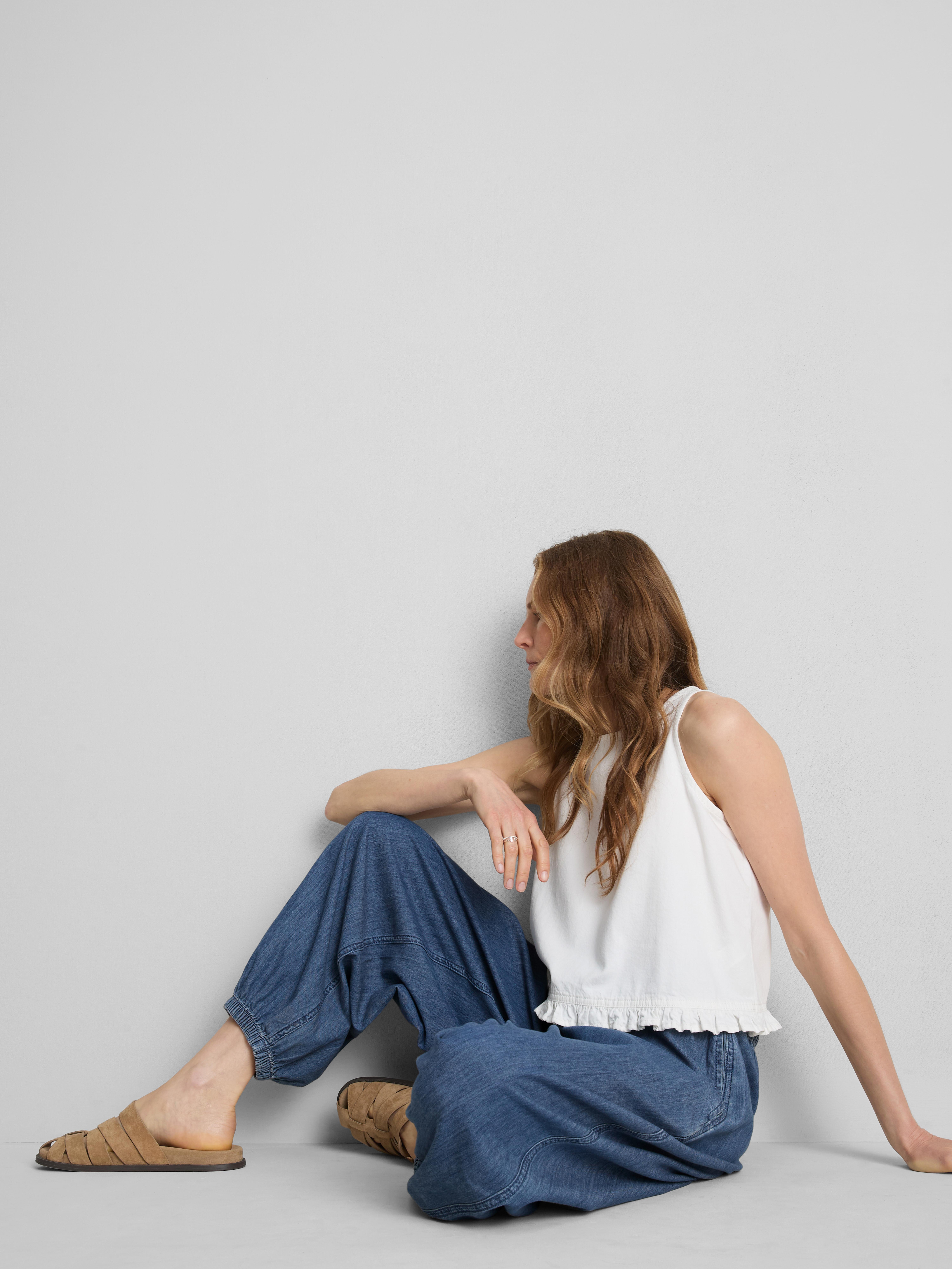 Pantaloni harem in denim di cotone