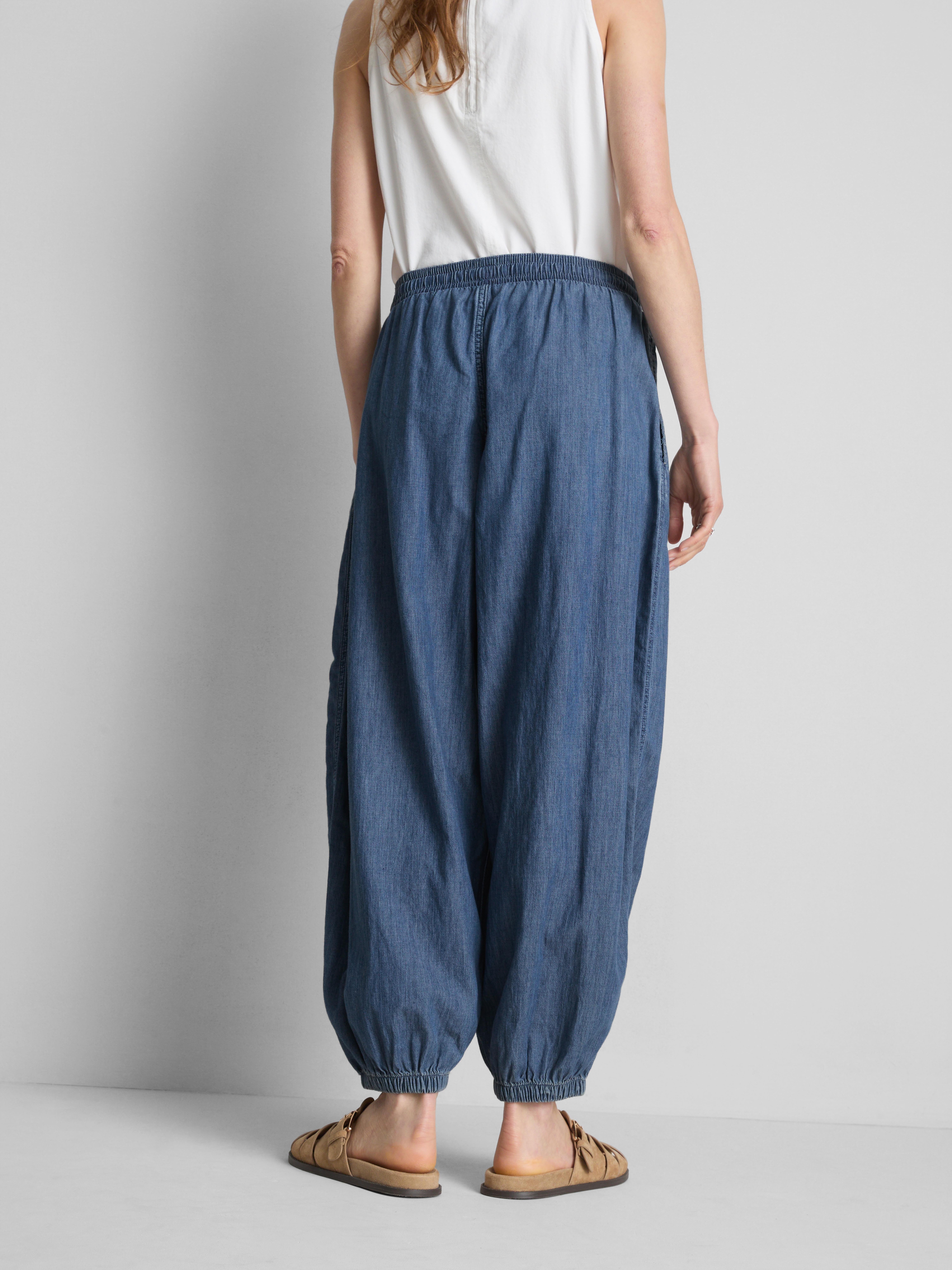 Pantaloni harem in denim di cotone