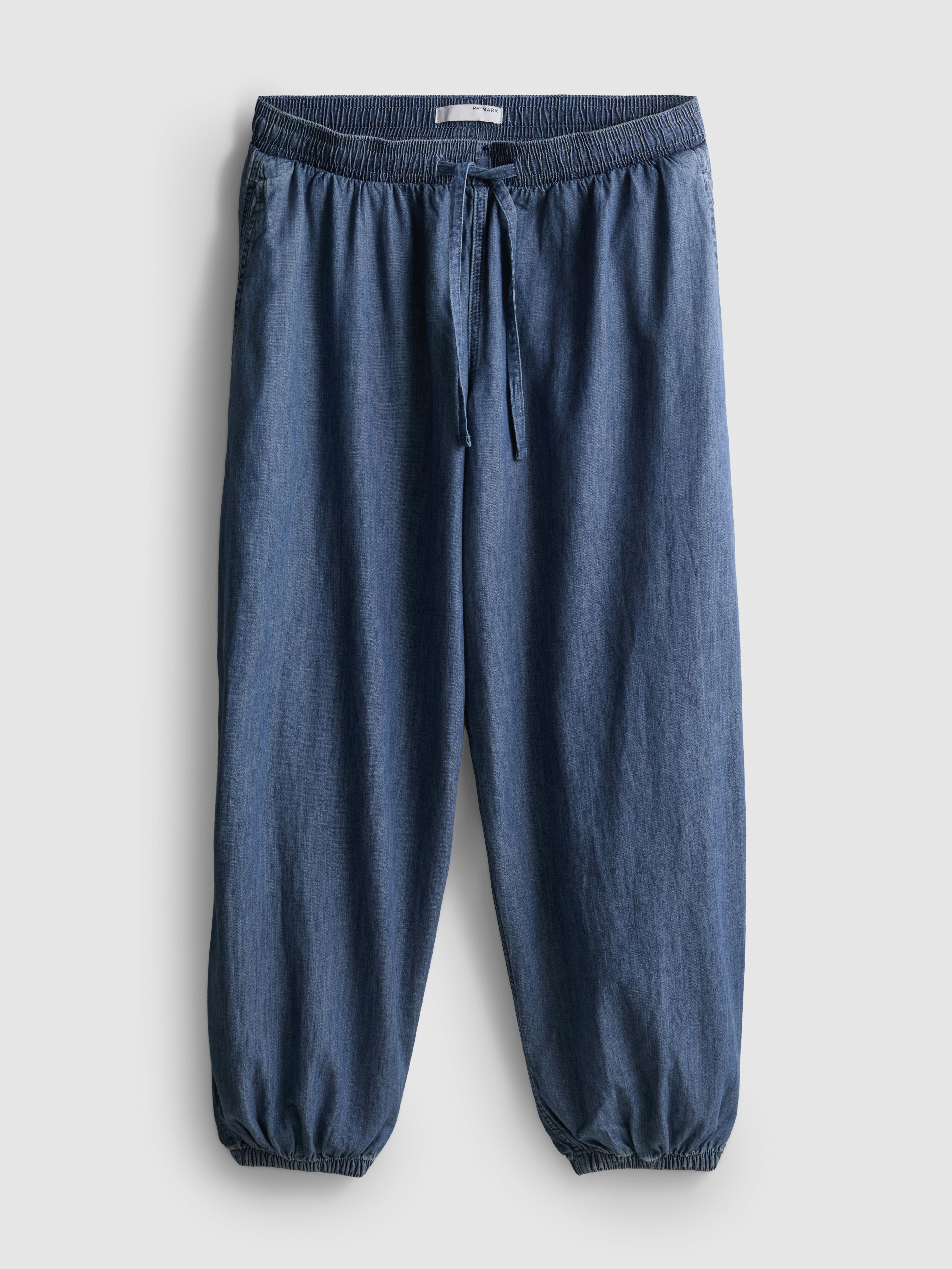 Pantaloni harem in denim di cotone