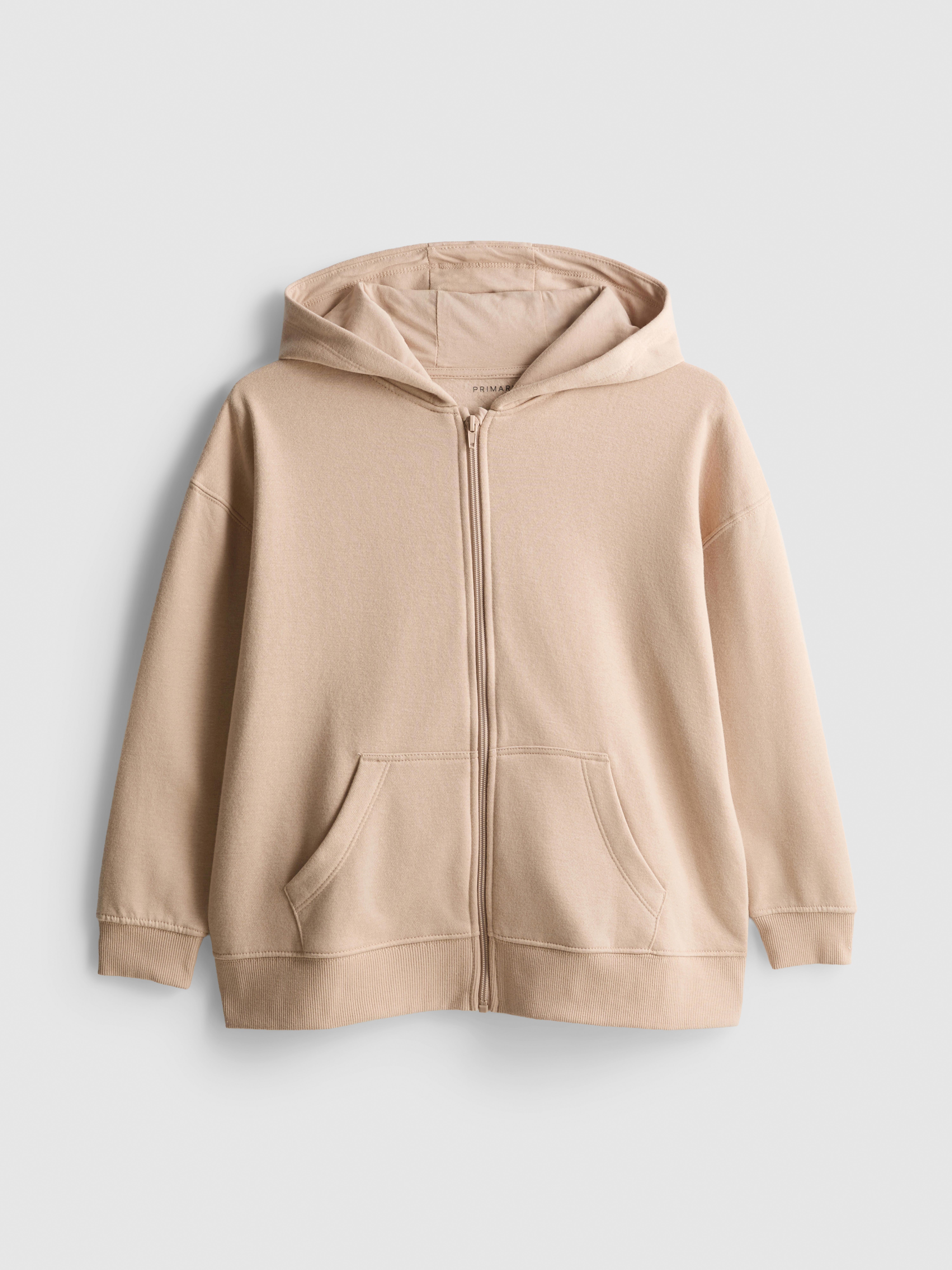 7-15 jr | Katoenrijke hoodie met rits Lichtbruin
