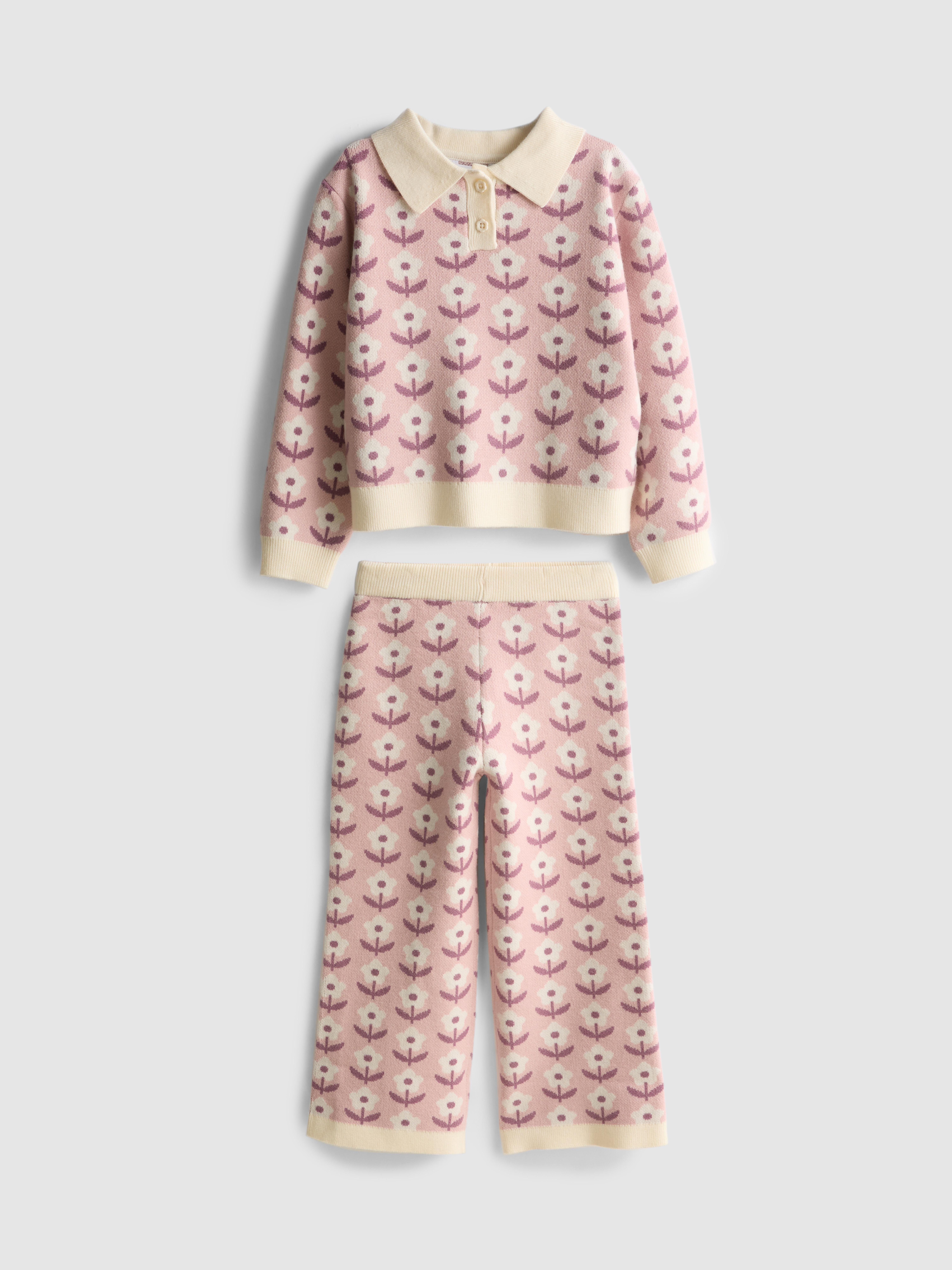 1-9yrs | Floral Sweater and Knit Bottoms Set