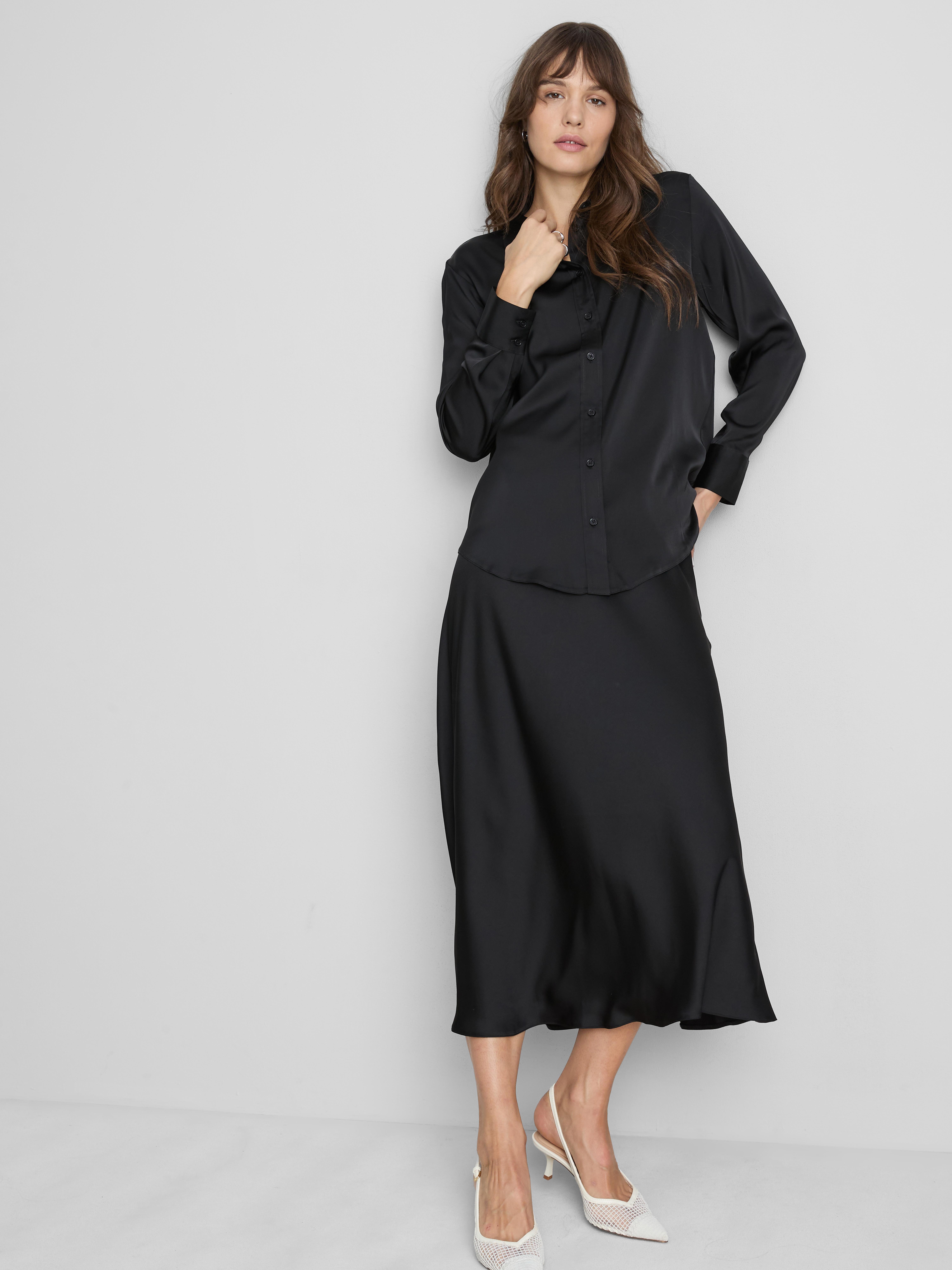 Relaxed Satin Shirt Black
