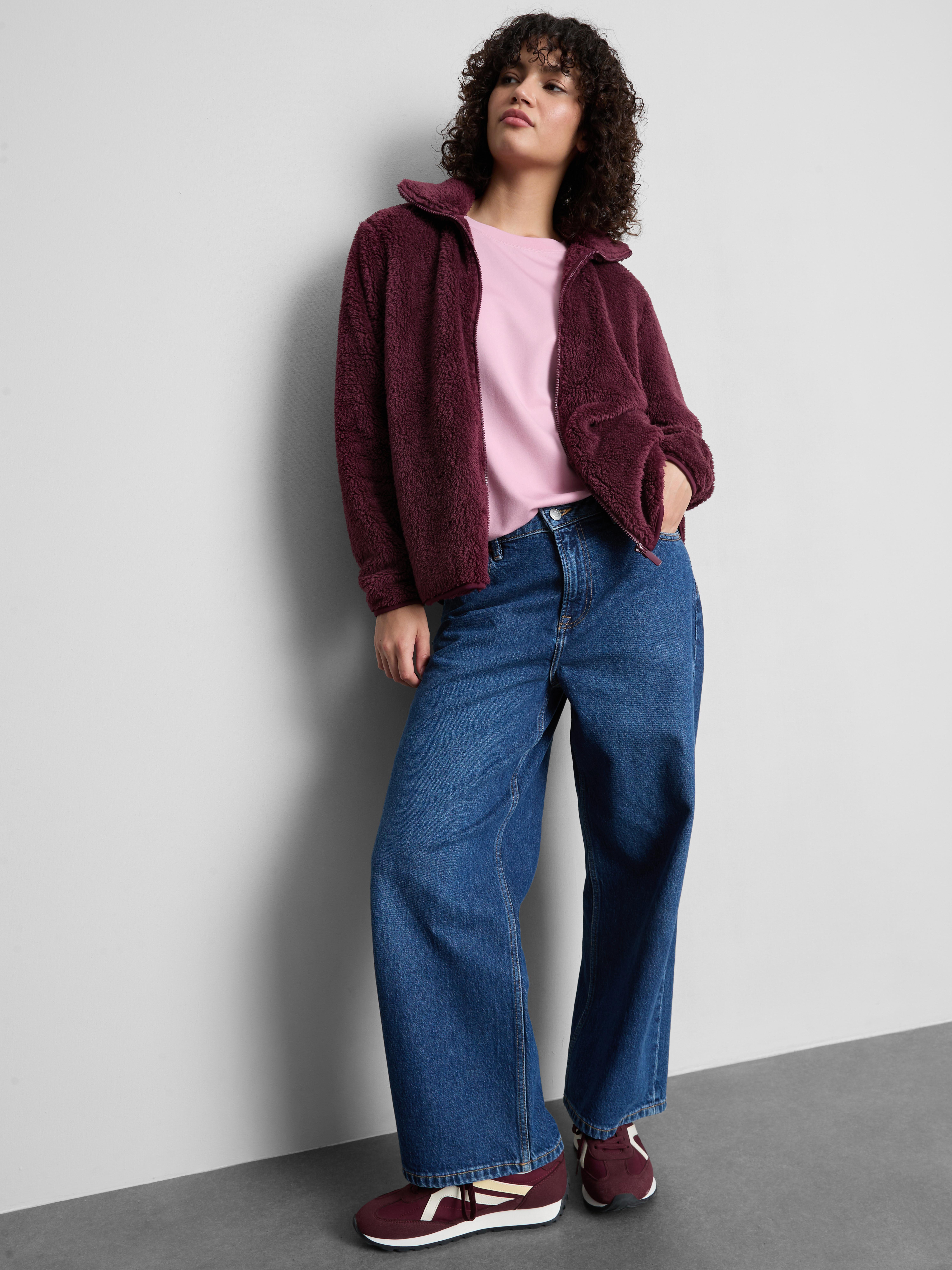 High Neck Teddy Fleece Burgundy